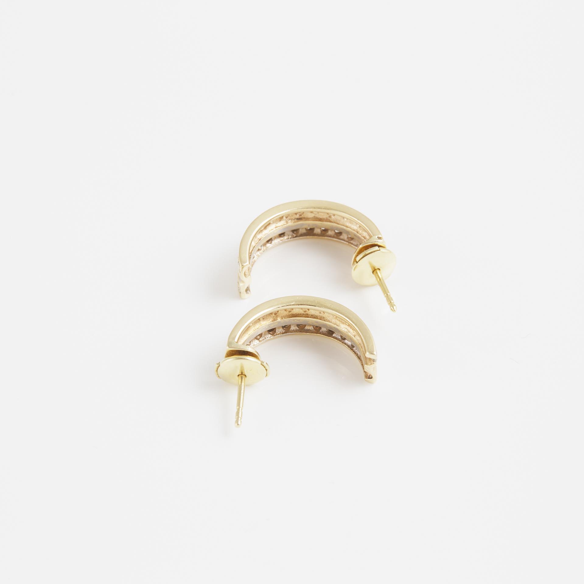 Pair Of 14k Yellow Gold Half Hoop Earrings