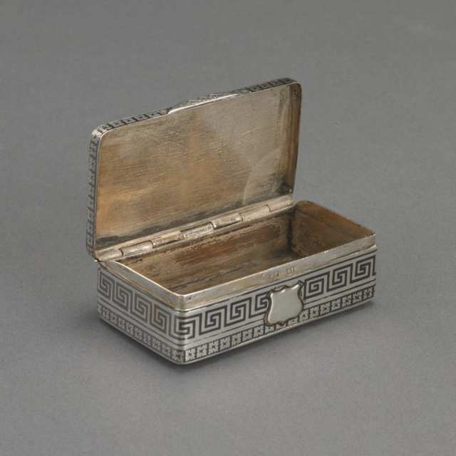 Nielloed Silver Snuff Box, possibly Russian, mid-19th century