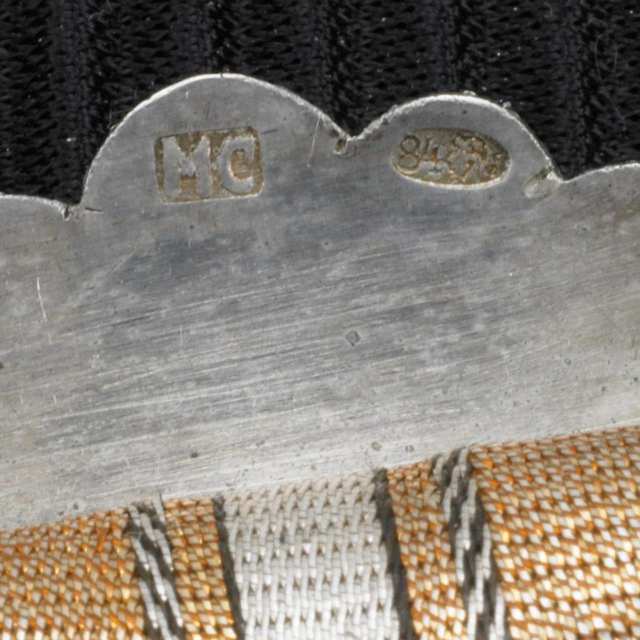 Russian Woven Gold and Silver Thread Belt with Nielloed Silver Buckle and Mounts, late 19th century