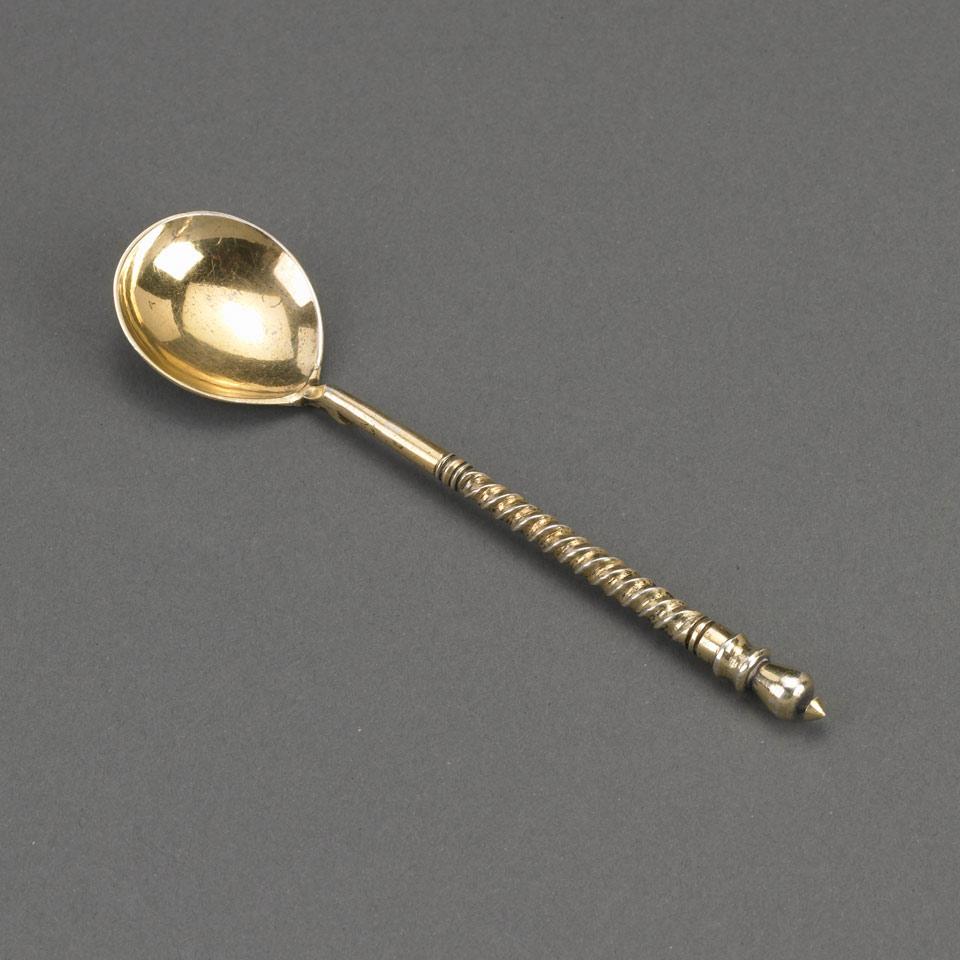 Russian Nielloed Silver-Gilt Spoon, Moscow, c.1870