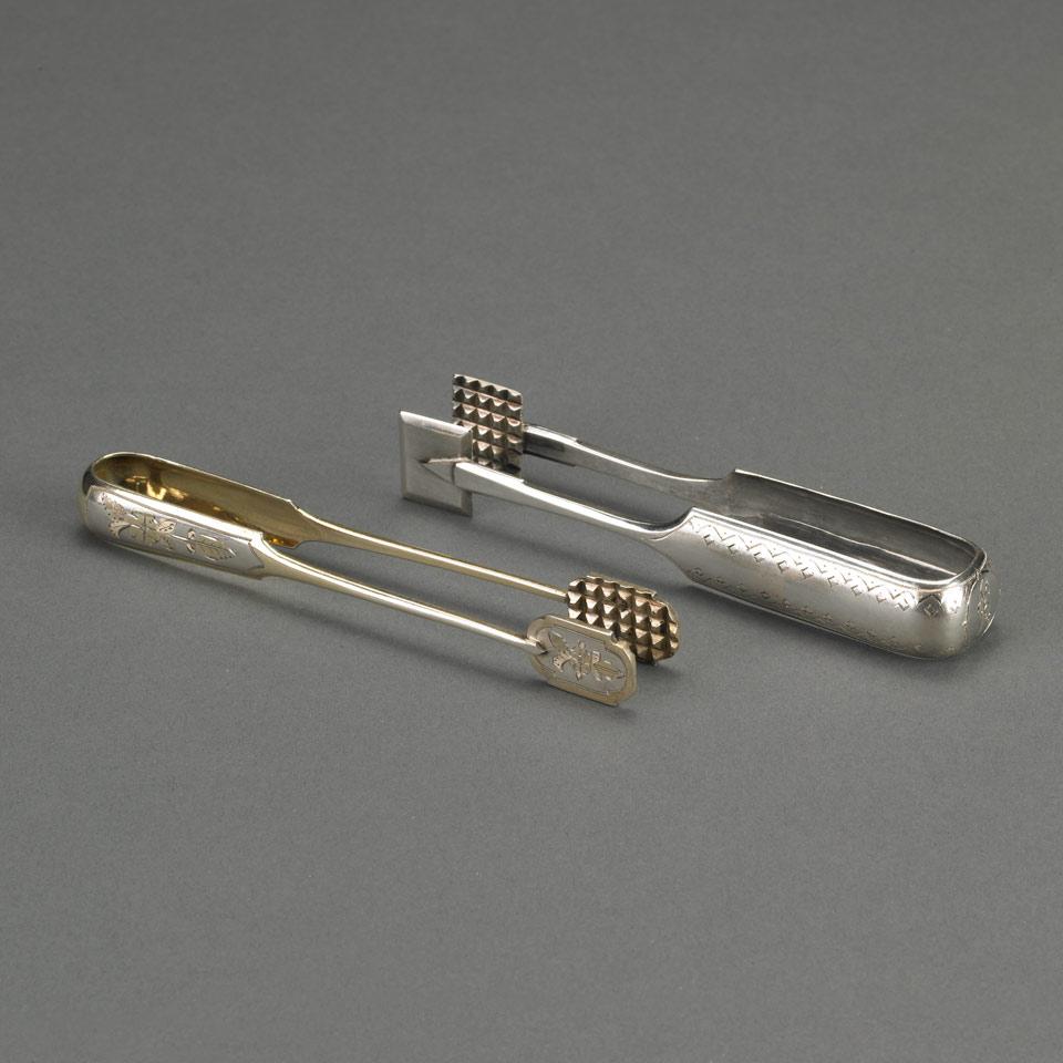 Two Russian Silver Sugar Tongs, St.  Petersburg, 1895 and Moscow, 1891