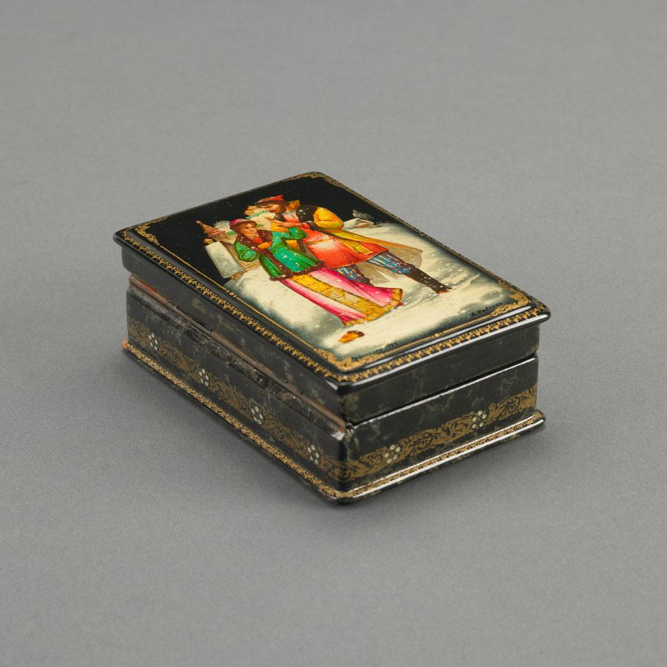 Russian Painted Lacquer Box, Fedoskino, dated 1993