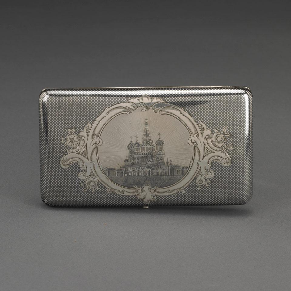 Russian Nielloed Silver Cheroot Case, Moscow, 1869