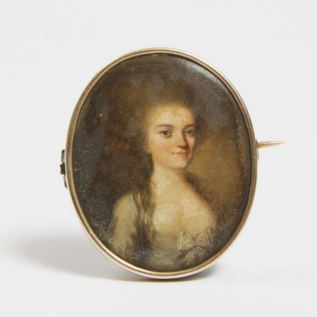 French School Portrait Miniature Possibly of Elie Marguerite (Volere) Charpentier (1749-1789), 18th century
