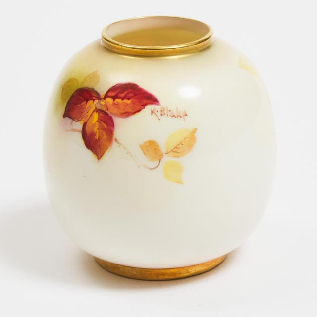 Royal Worcester Fruit Painted Small Vase, Kitty Blake, c.1936