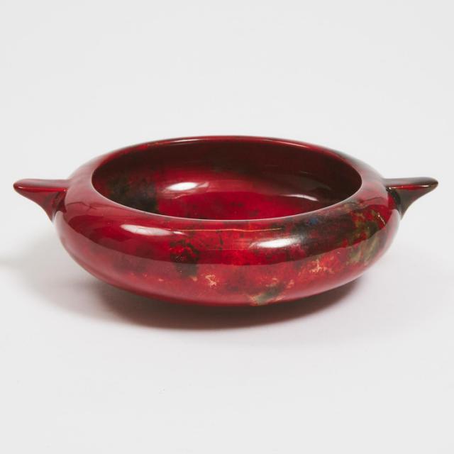 Royal Doulton Flambé Two-Handled Shallow Bowl, 20th century