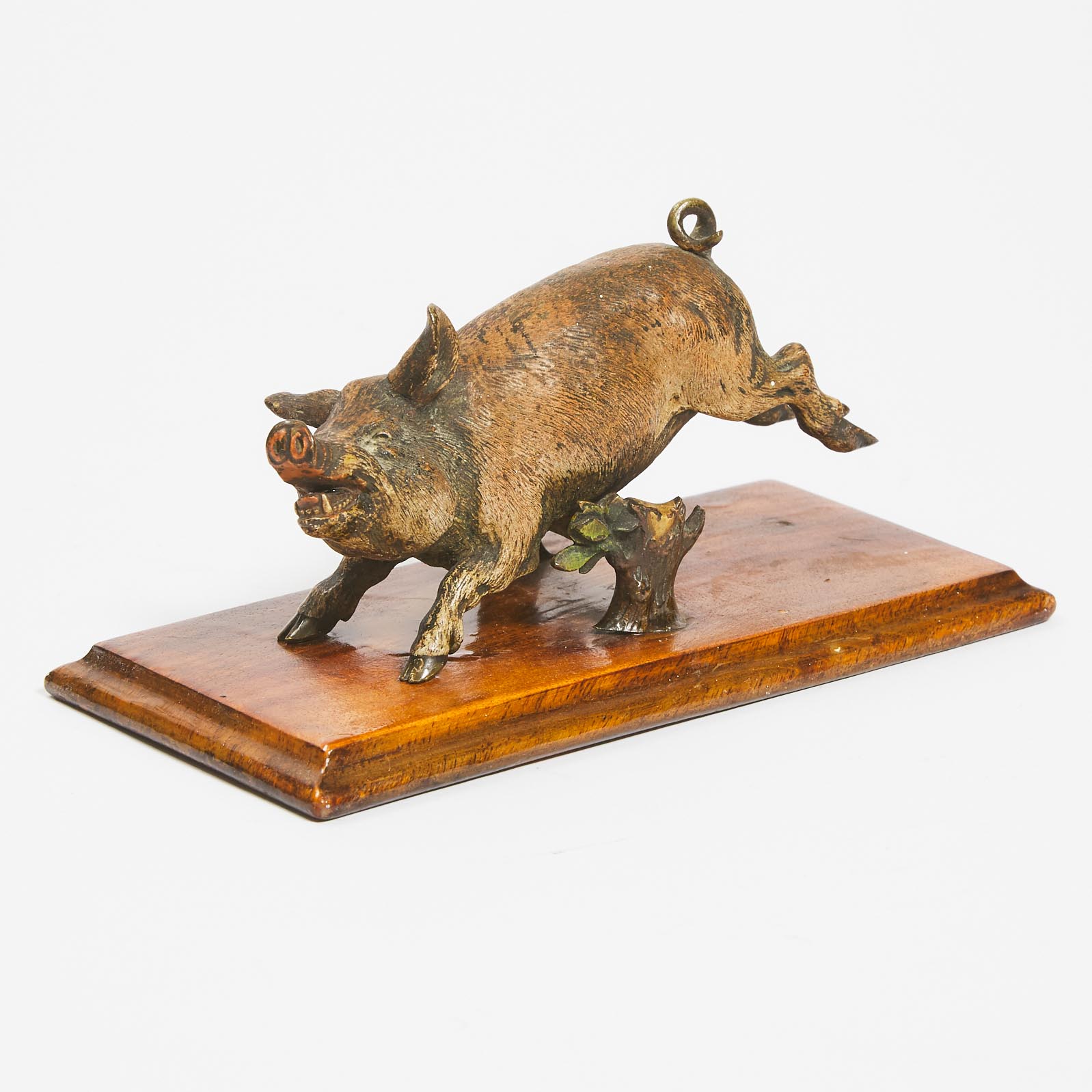 Austrian Cold Painted Bronze Boar Form Desk Top Paper Clip, 19th/early 20th century