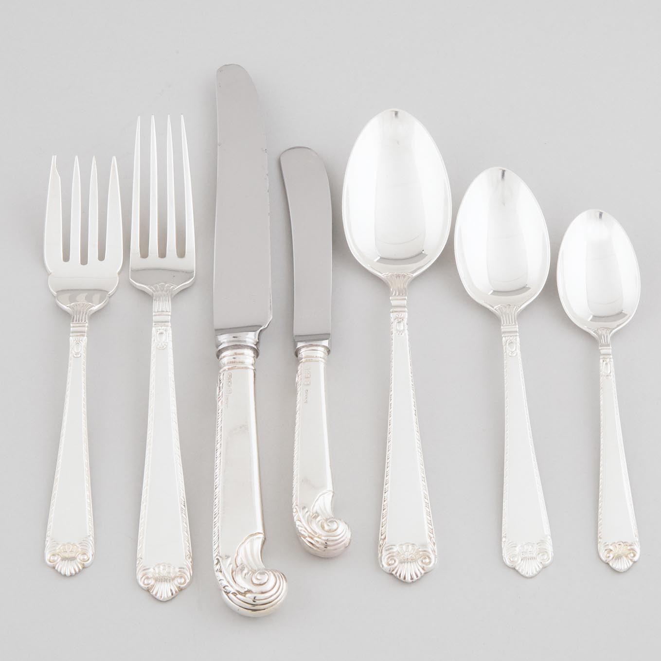 Canadian Silver 'George II Plain' Pattern Flatware Service, Henry Birks & Sons, Montreal Que., 20th century