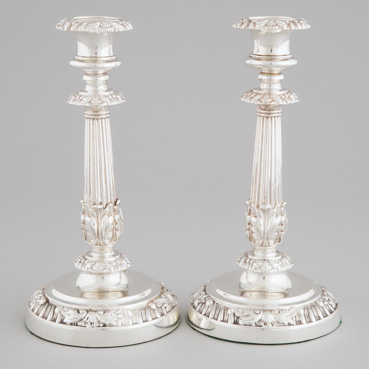 Pair of George IV Silver Table Candlesticks, Matthew Boulton & Co., Birmingham, 1826
