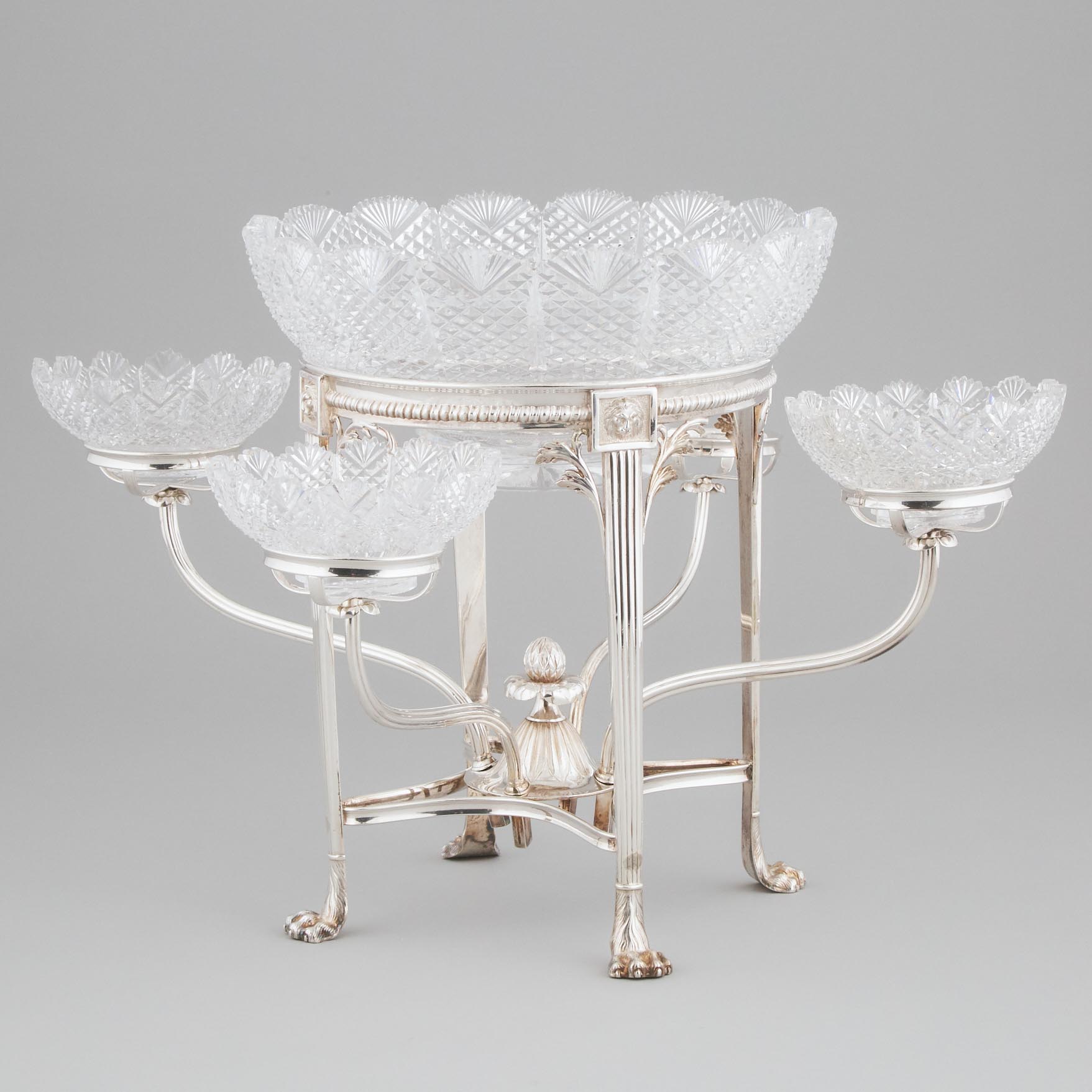 George III Silver and Cut Glass Epergne, Matthew Boulton, 1802