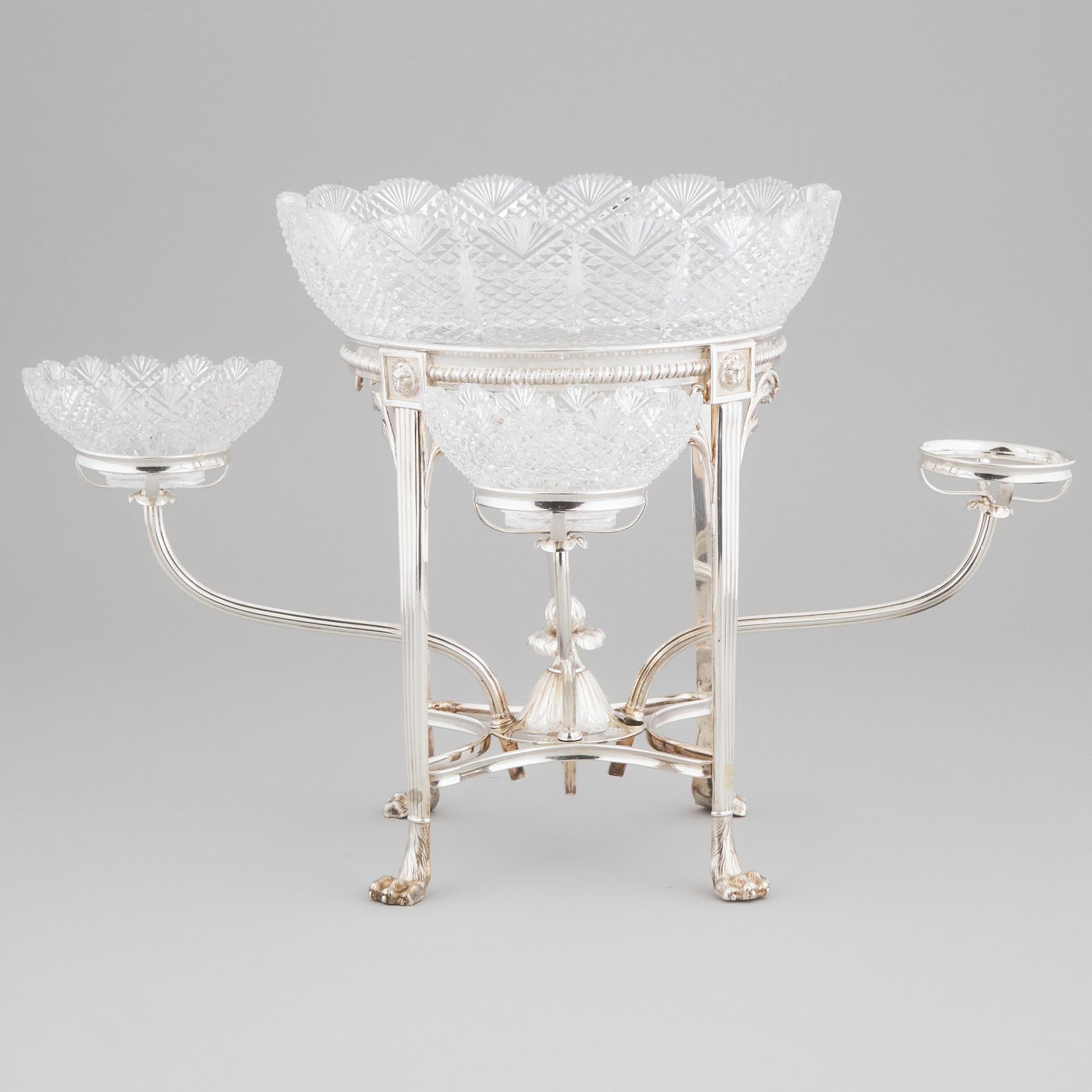 George III Silver and Cut Glass Epergne, Matthew Boulton, 1802