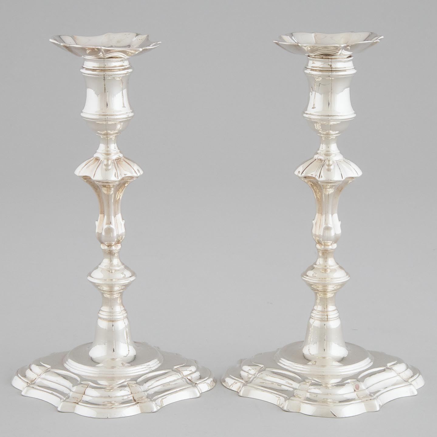 Pair of George III Silver Table Candlesticks, John Cafe, London, 1777
