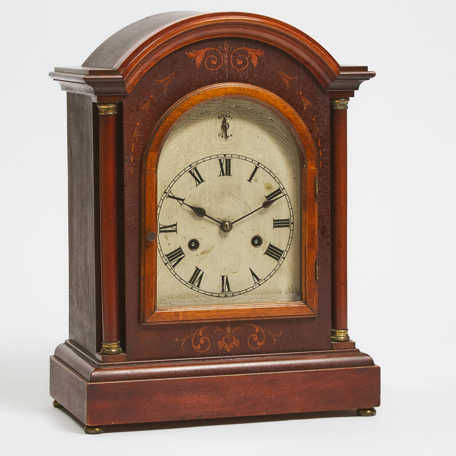 German Inlaid Mahogany Chiming Bracket Clock, c.1900