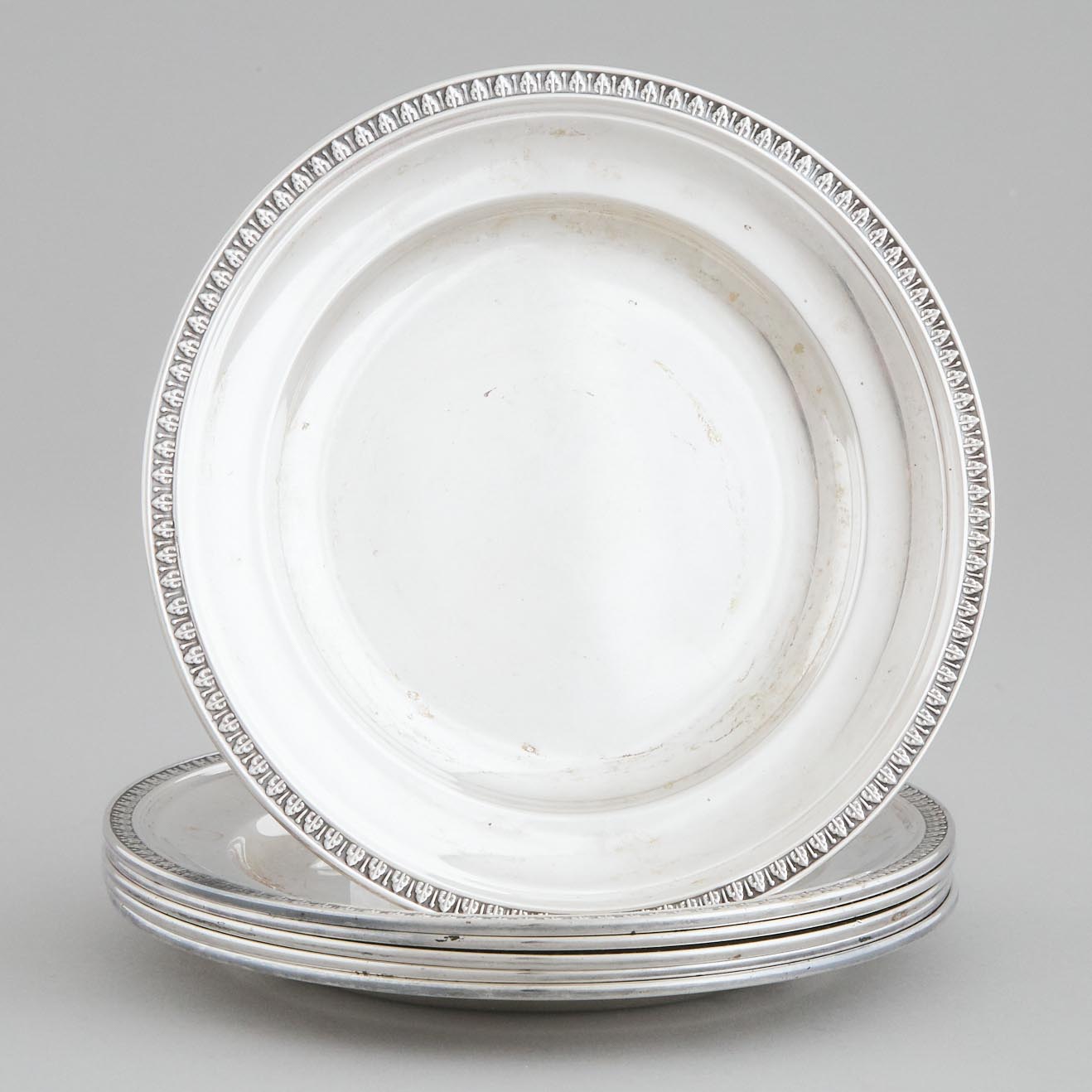 Six Italian Silver Side Plates, 20th century