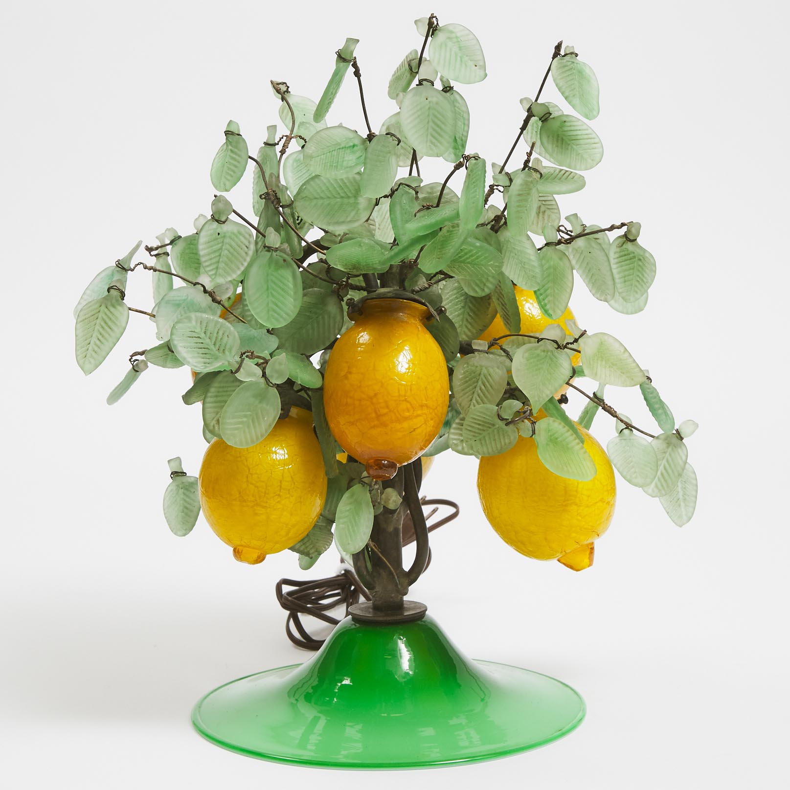 Italian Glass Lemon Tree Form Table Lamp, early-mid 20th century
