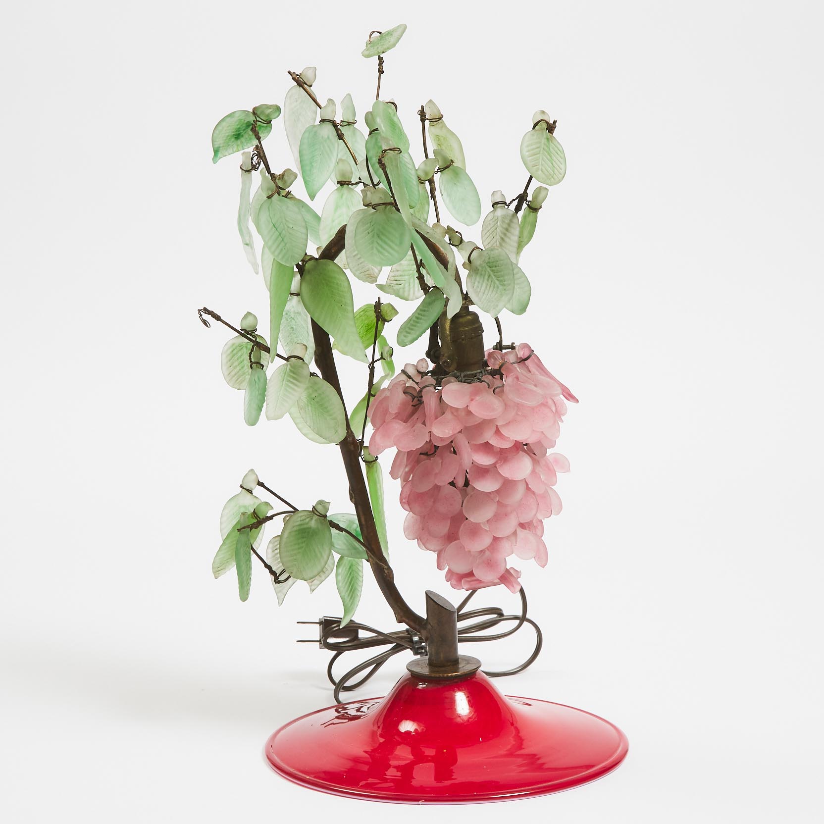 Italian Glass Lilac Branch with Blossom Form Table Lamp, Murano, early-mid 20th century