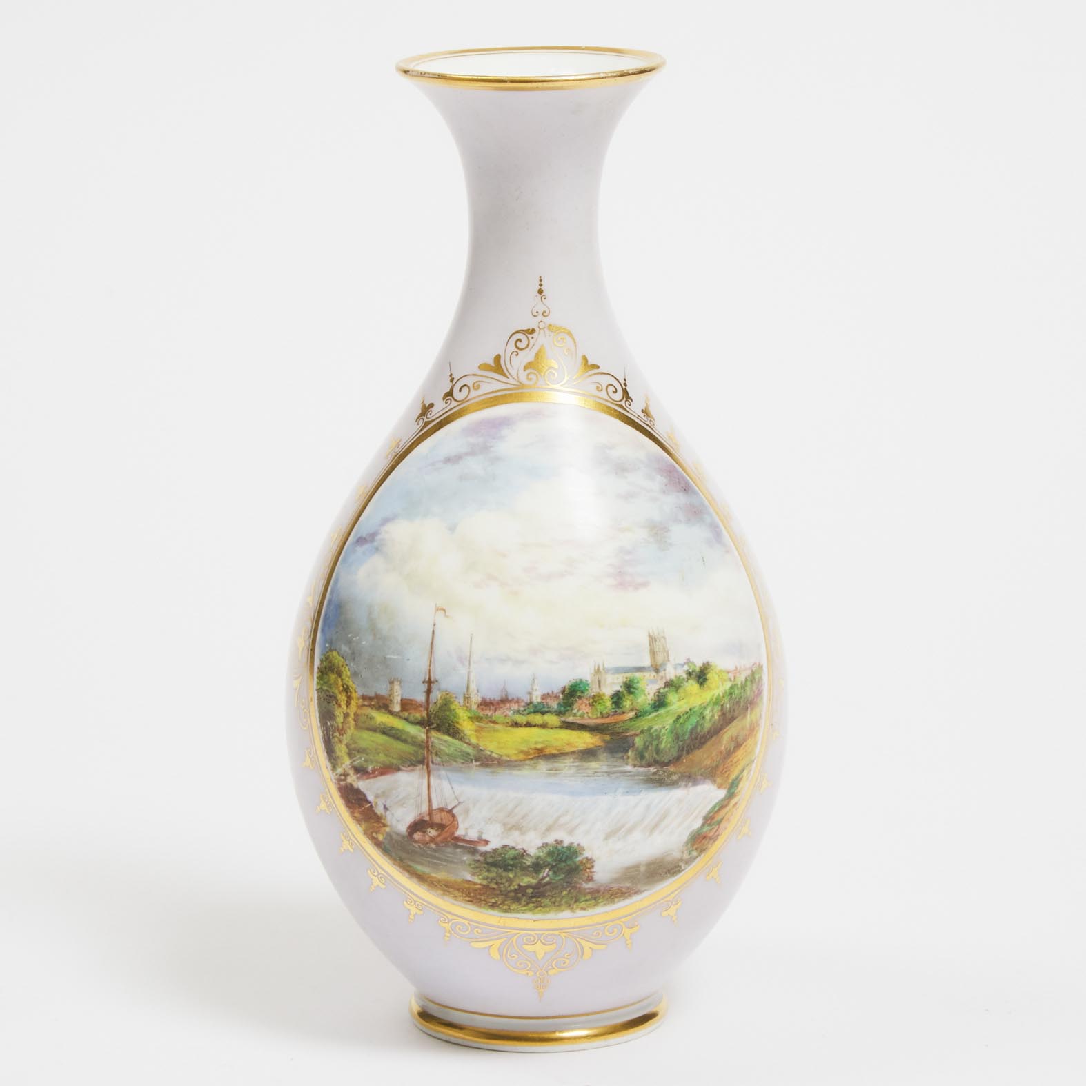Worcester Topographical Vase with a View of Worcester from Diglis Weir, c.1870
