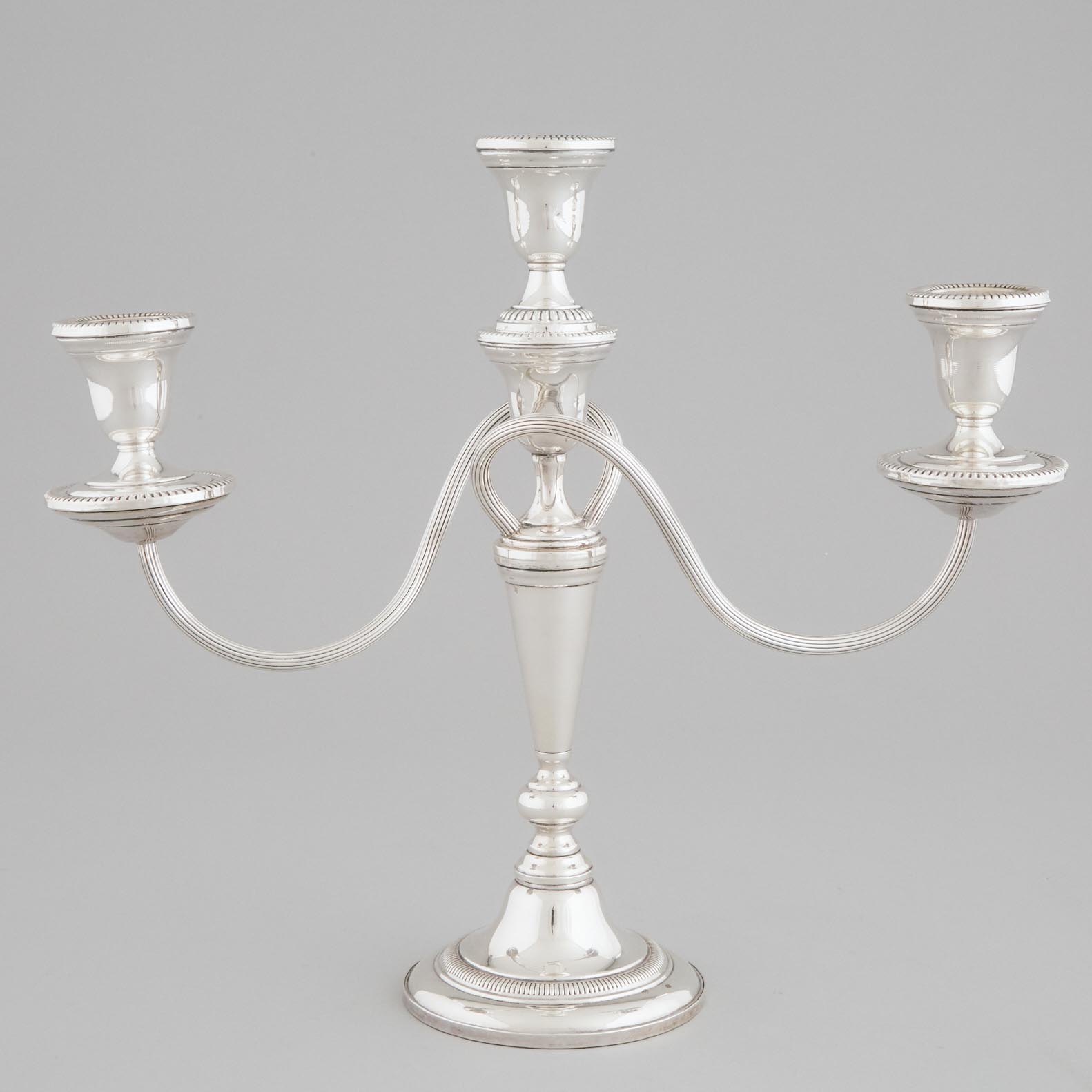 American Silver Three-Light Candelabrum, J.E. Caldwell & Co., Philadelphia, Pa., early 20th century