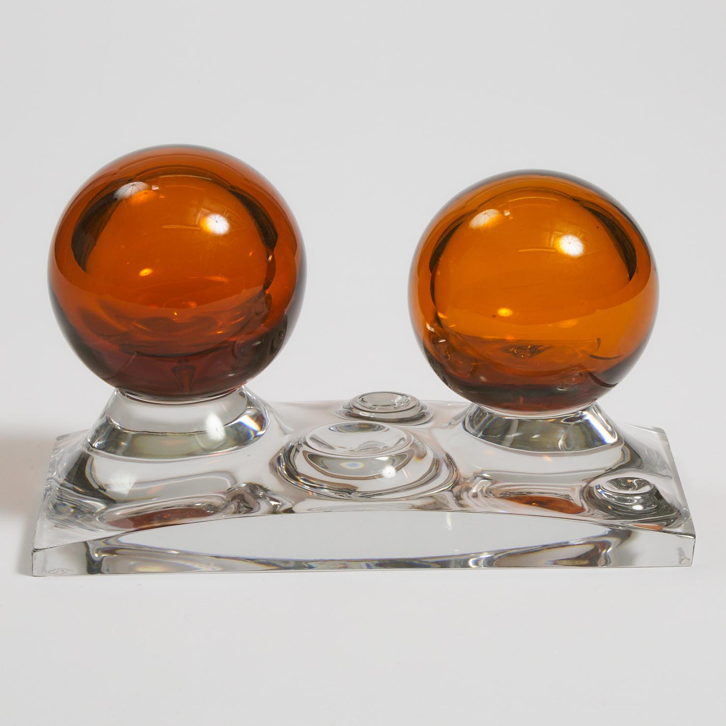Baccarat Amber and Colourless Glass Sculpture, late 20th century