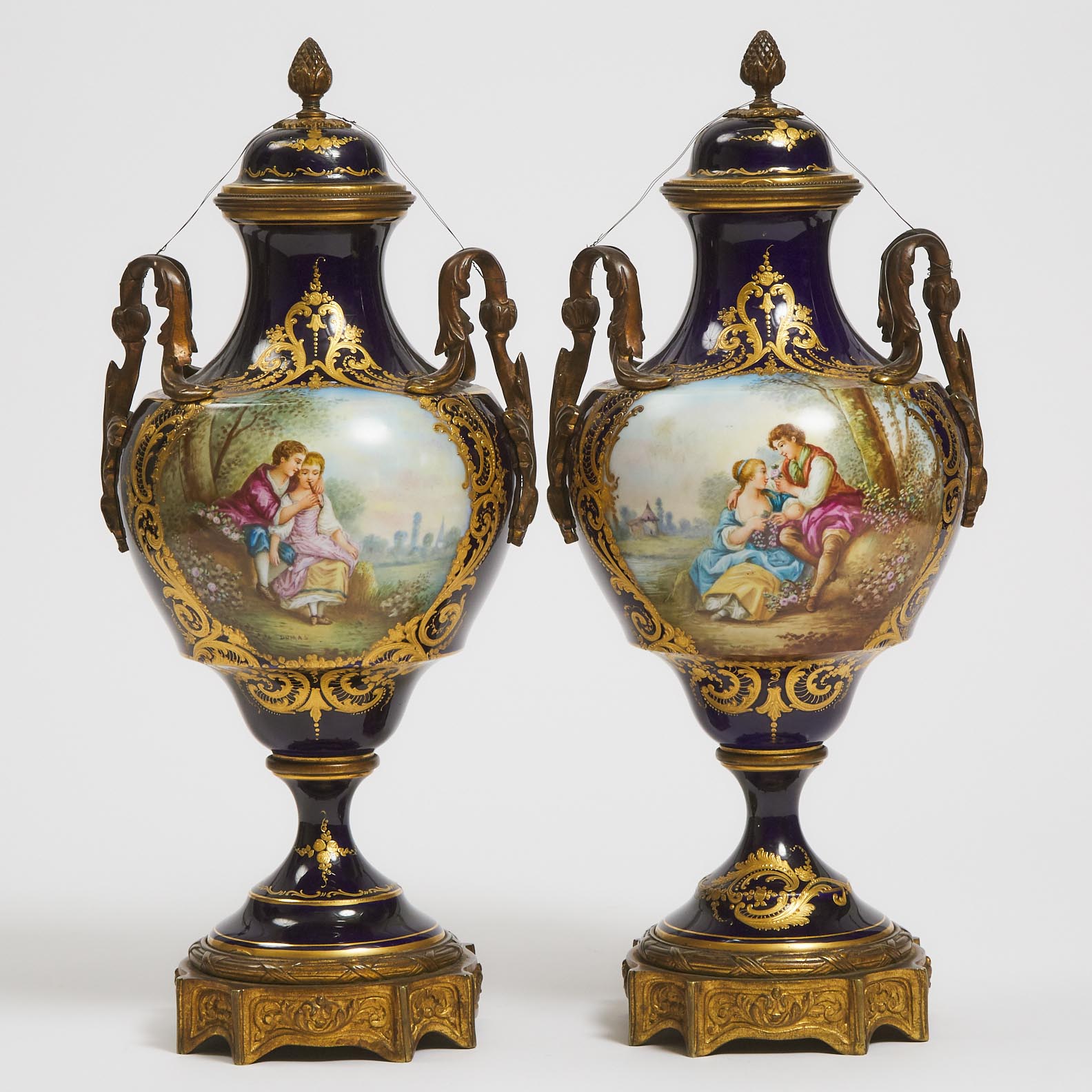 Pair of Gilt-Bronze Mounted 'Sèvres' Vases and Covers, c.1900