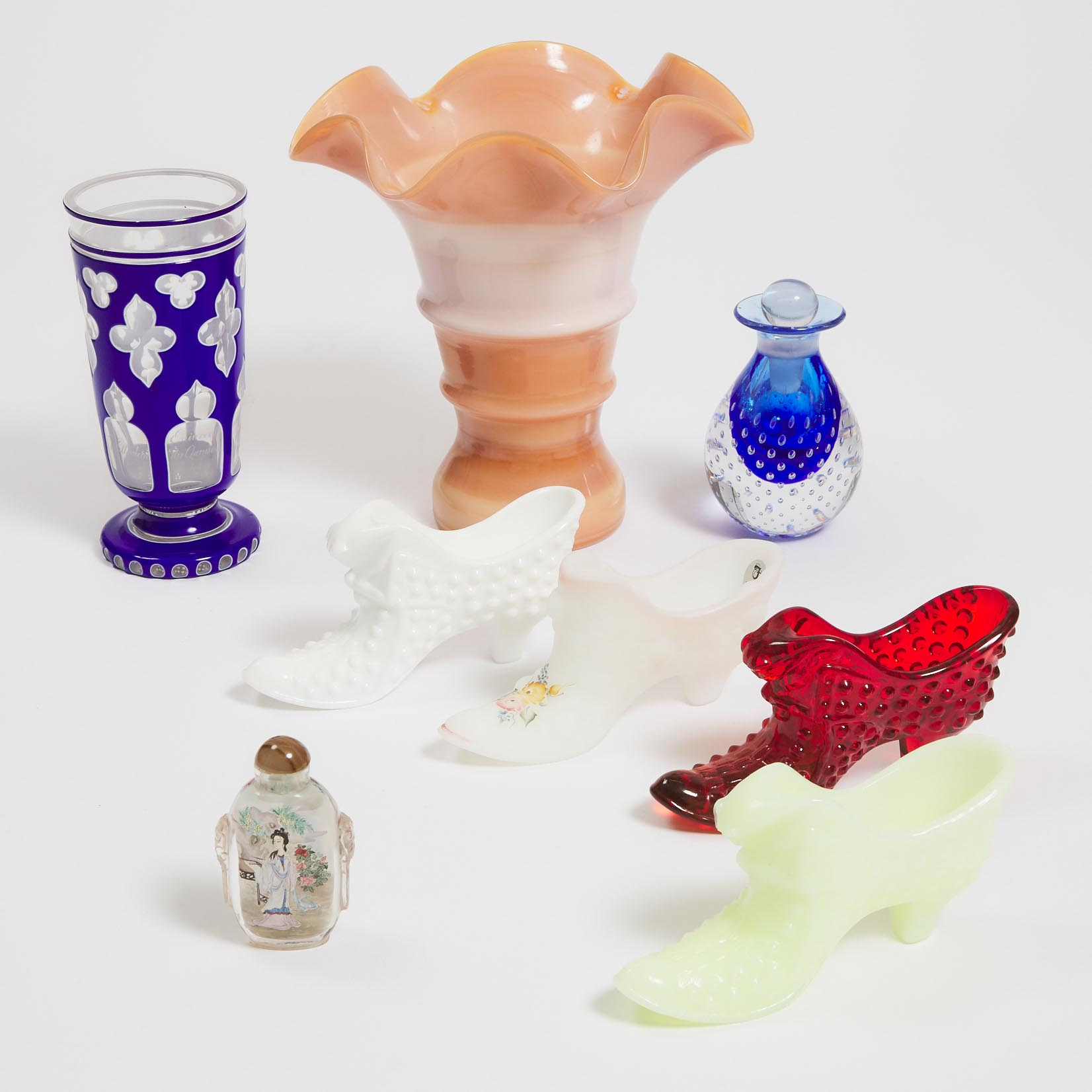 Group of North American and German and Chinese Glass Items, 19th/20th century