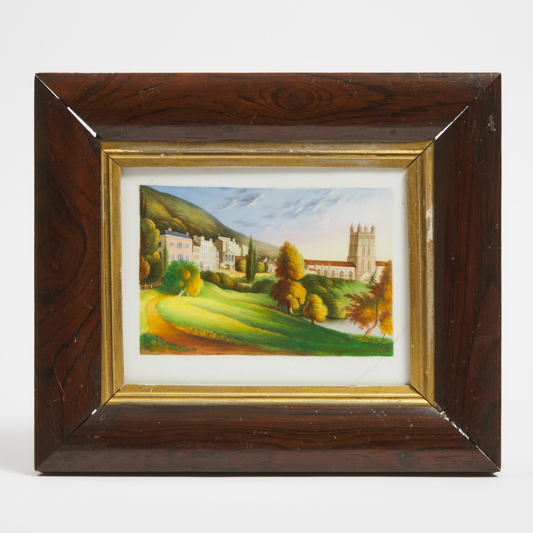 English Porcelain Rectangular Plaque of Malvern Abbey, probably Worcester, c.1830