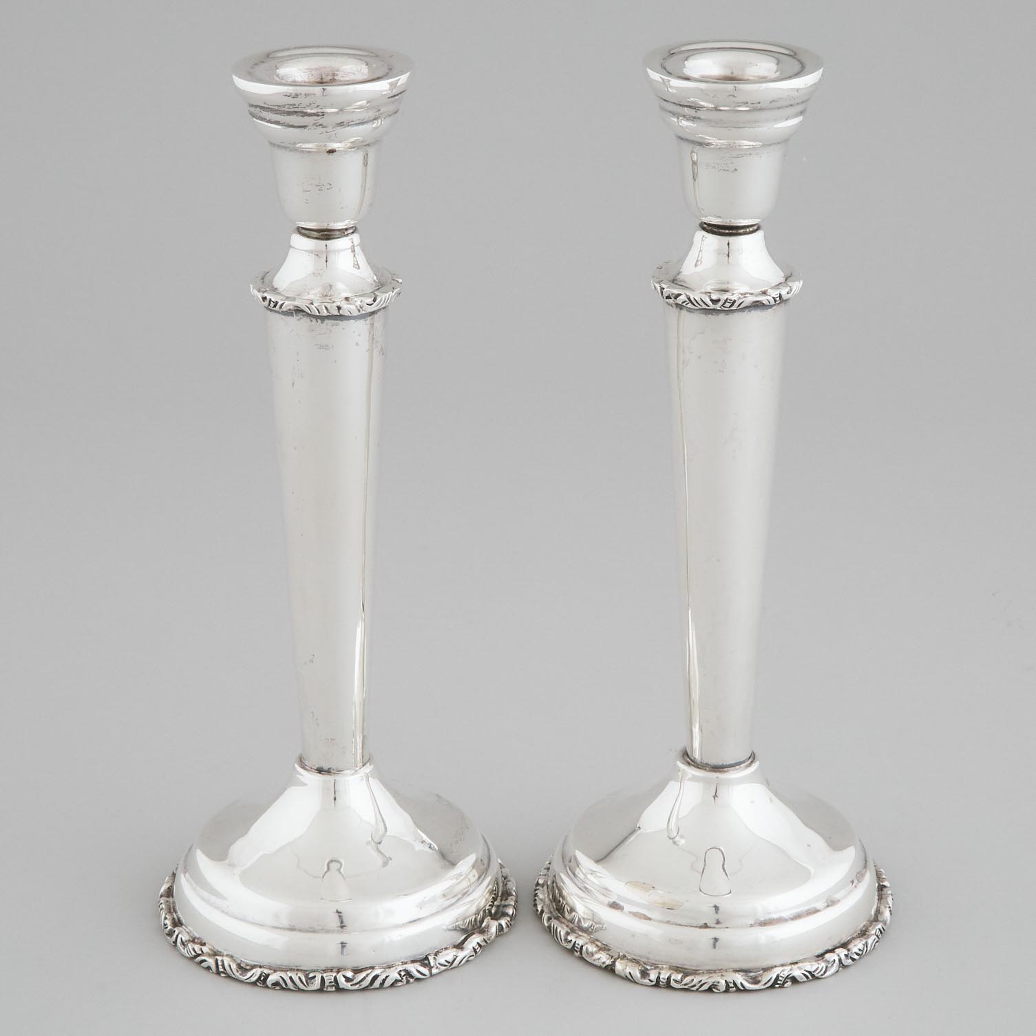 Pair of Mexican Silver Table Candlesticks, 20th century