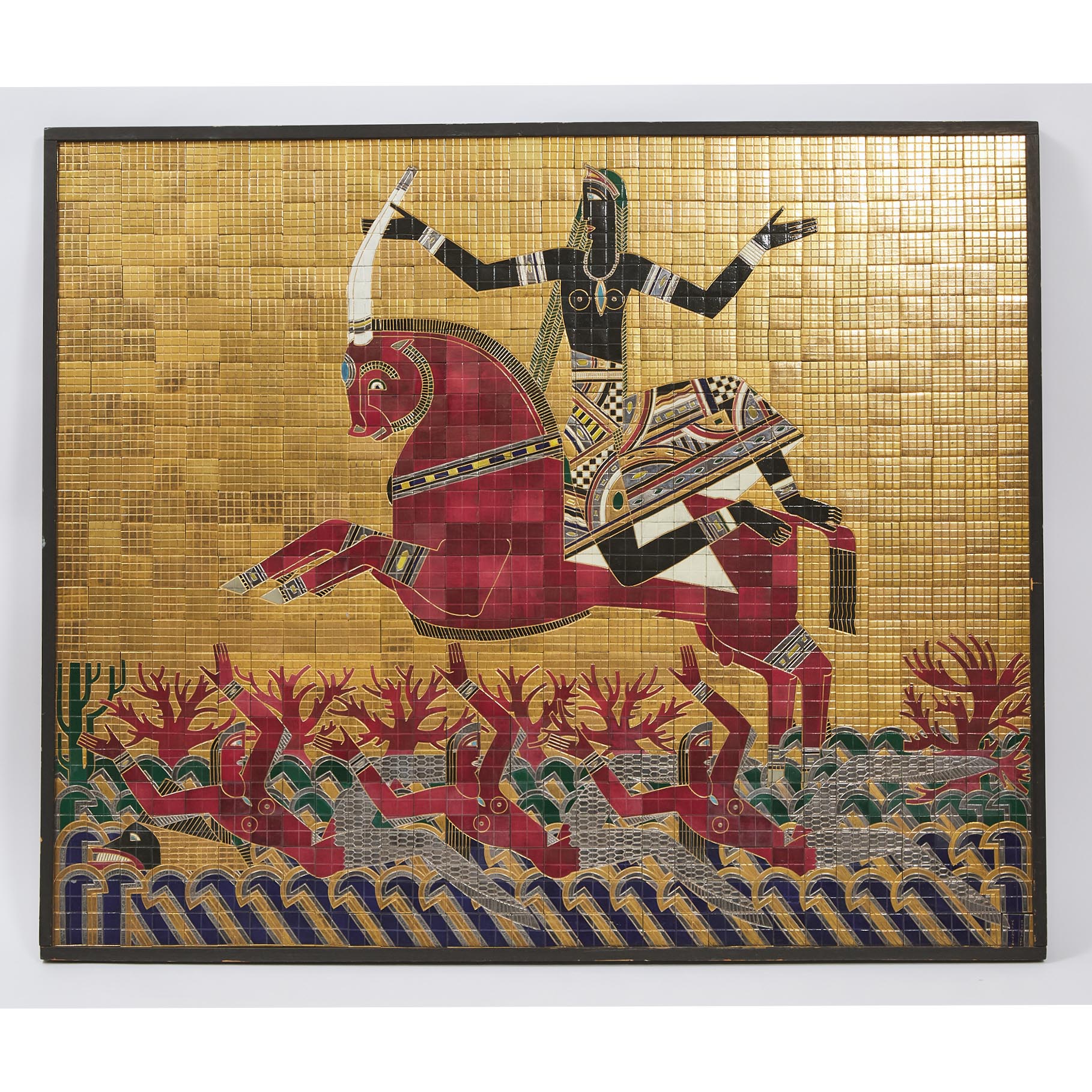 Art Deco Mythological  Ceramic Mosaic Panel by Valentin Firsov Shabaeff (Russian-Canadian, 1891-1978)