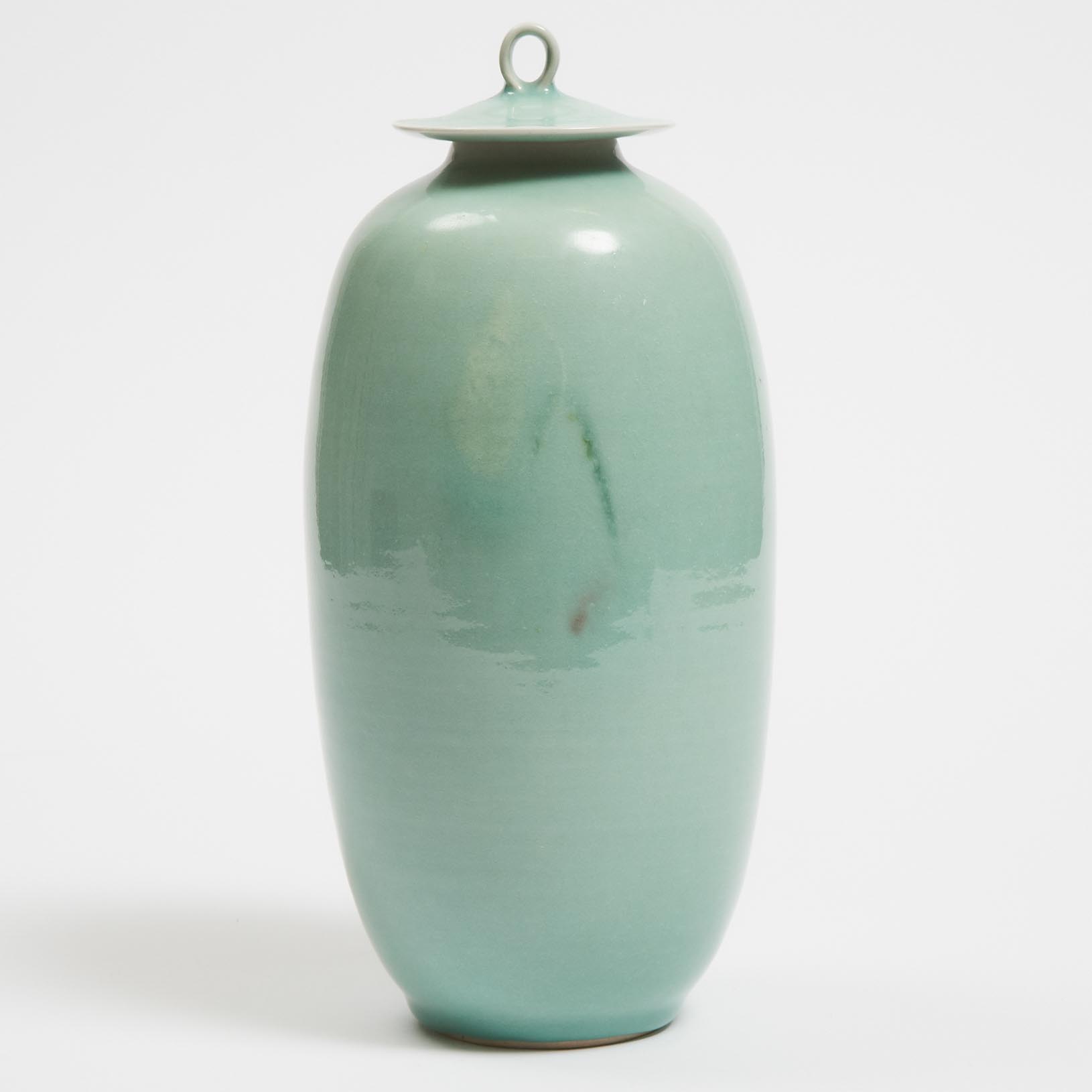 Kayo O'Young (Canadian, b.1950), Celadon Glazed Covered Vase, 2003