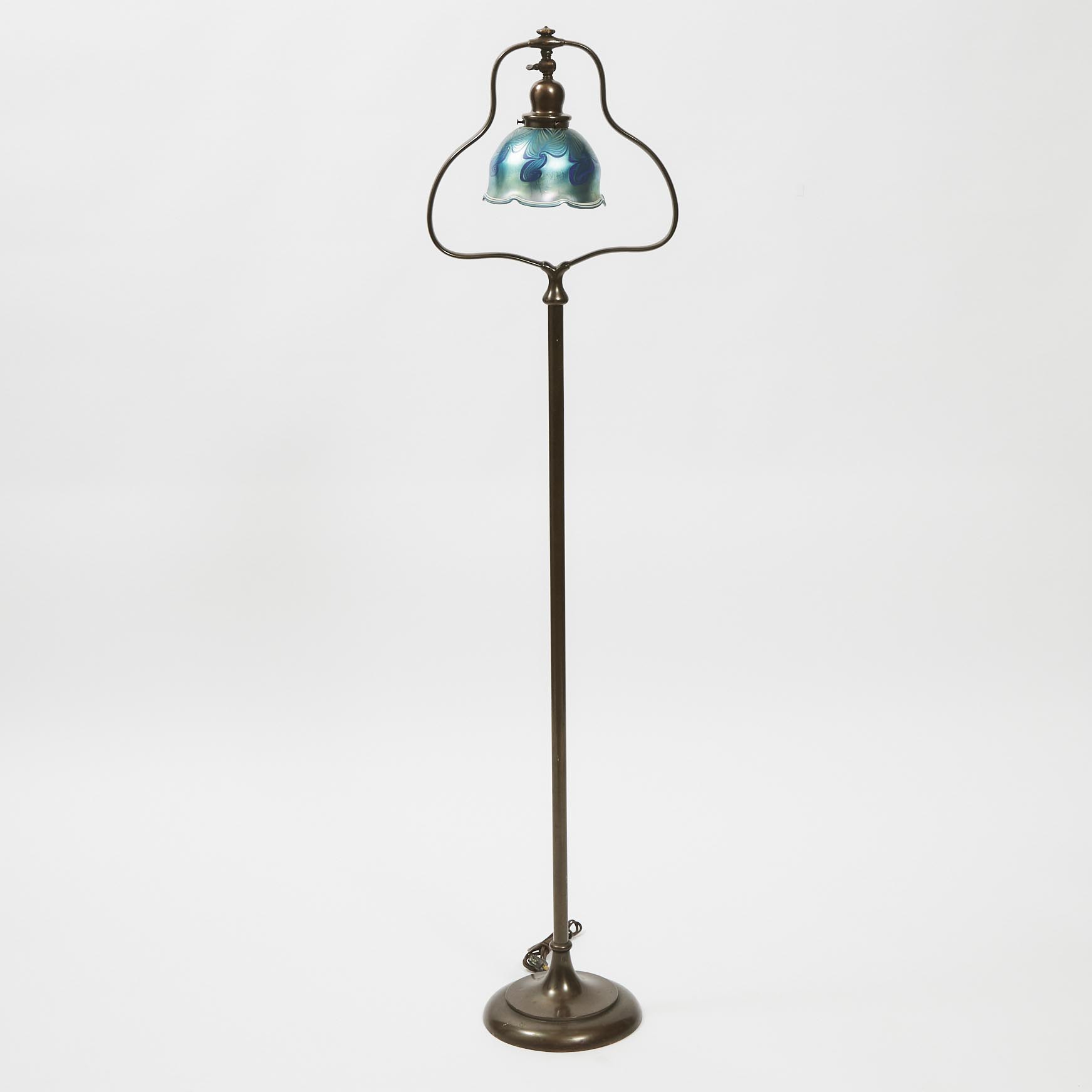 Handel  Floor Lamp Base with Vandermark Art Glass Shade, early 20th century