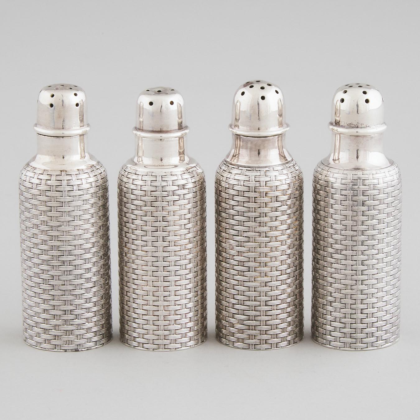 Set of Four American Silver Salt and Pepper Casters, Whiting Mfg. Co., New York, N.Y., early 20th century