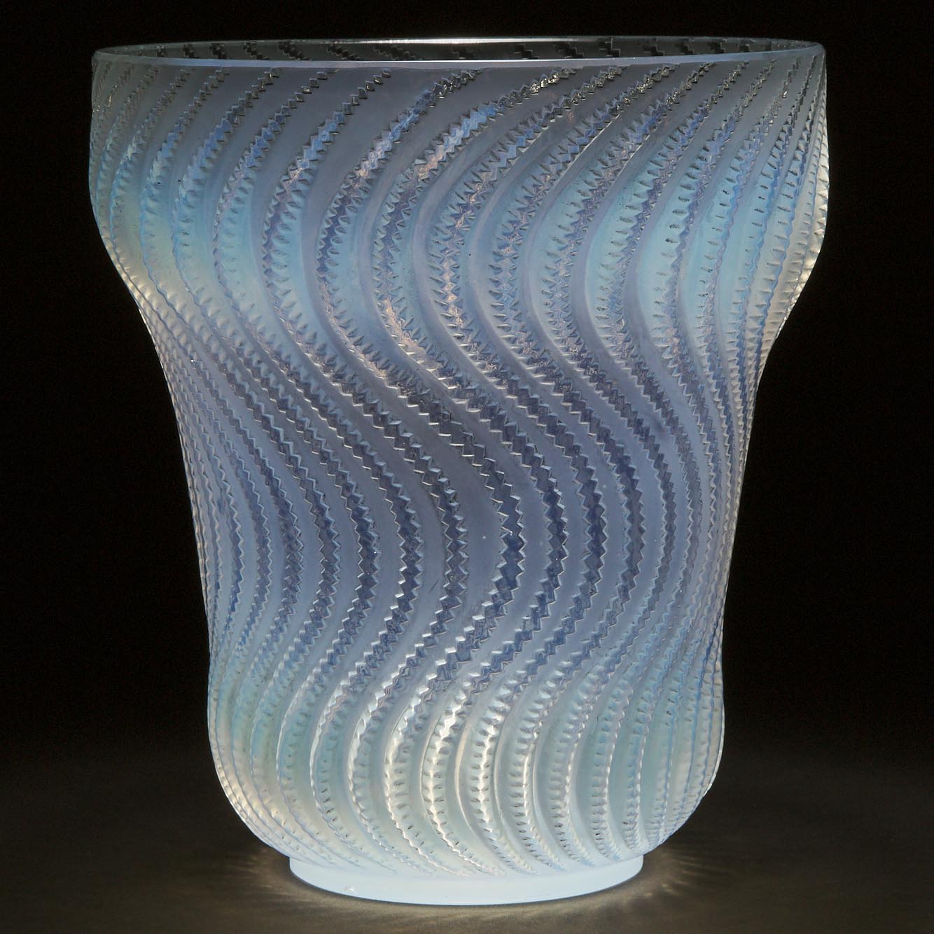 ‘Actinia’, Lalique Moulded Opalescent Glass Vase, 1930s