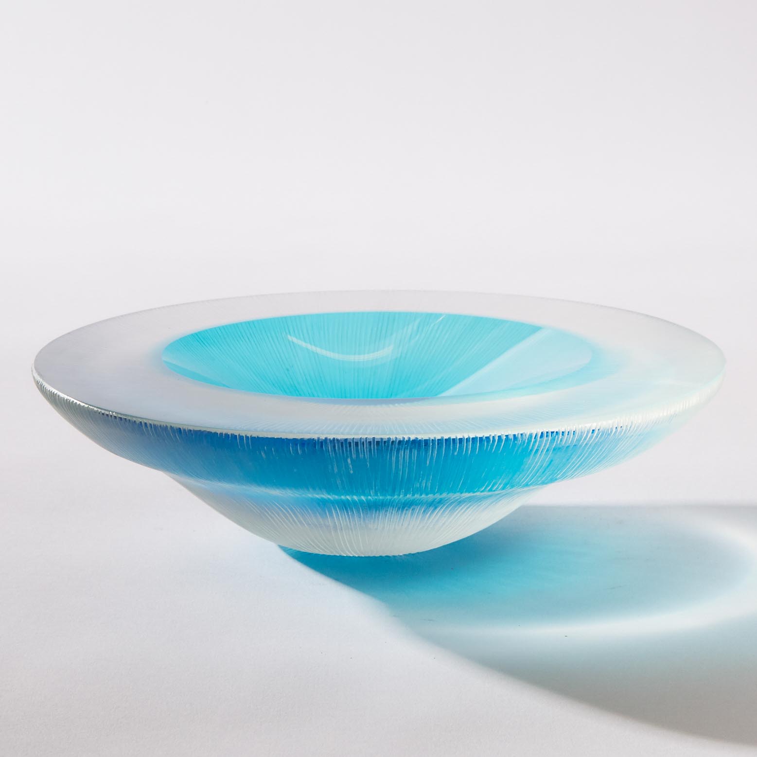 Murano Blue Glass 'Inciso' Bowl, possibly Alfredo Barbini, 1960s