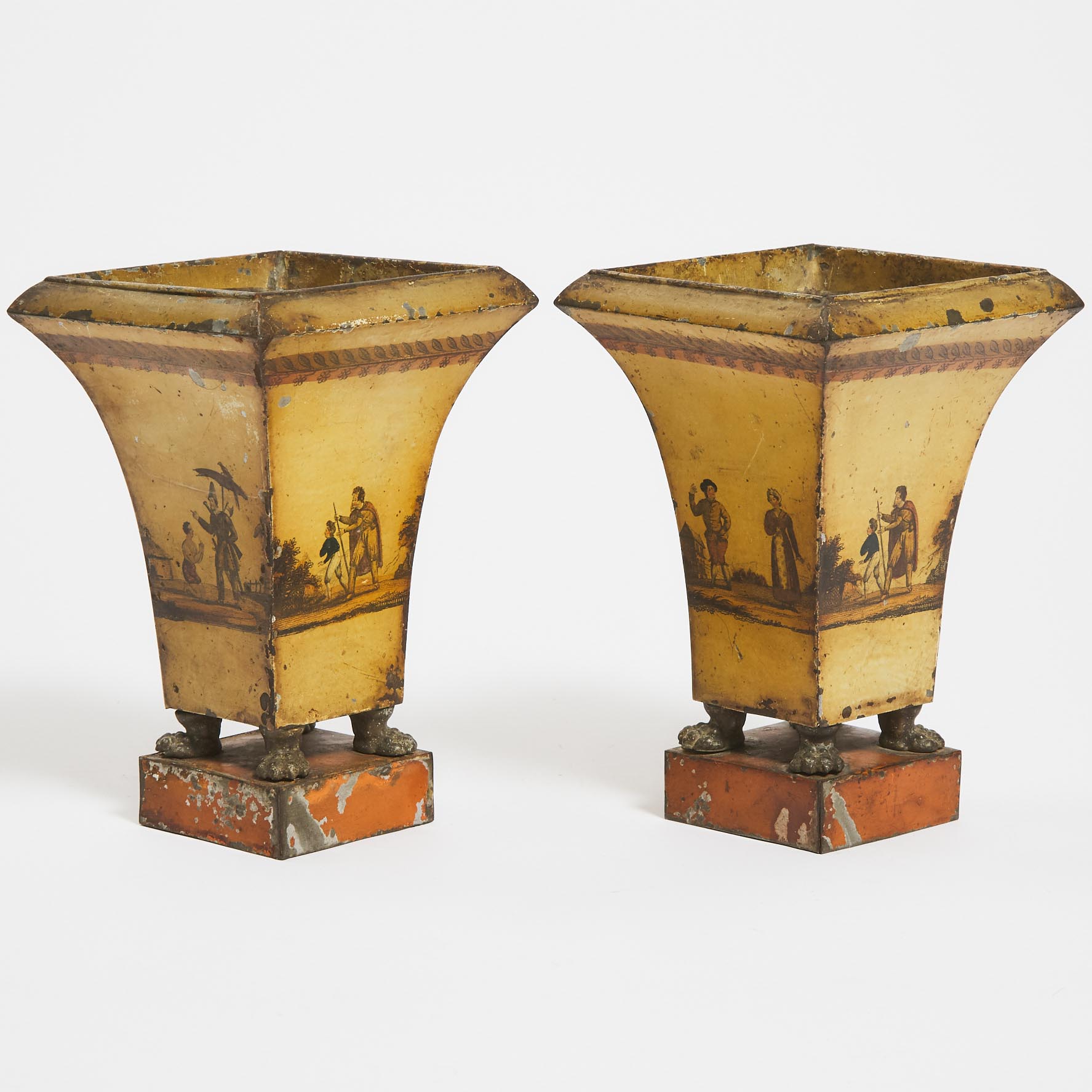 Pair of French Tole Mantle Jardinieres, c.1830