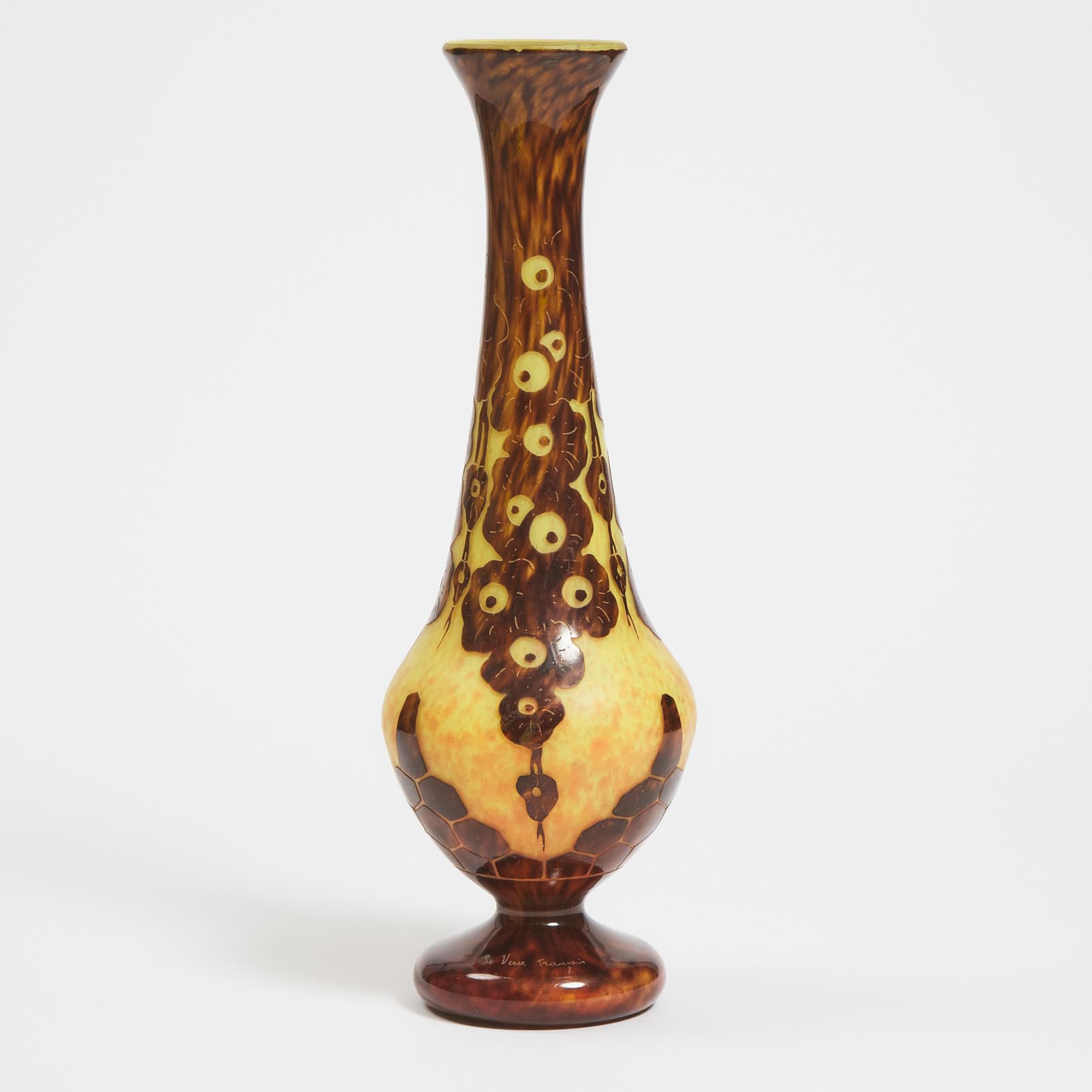 Le Verre Français Cameo Glass 'Chênes' Vase, c.1925