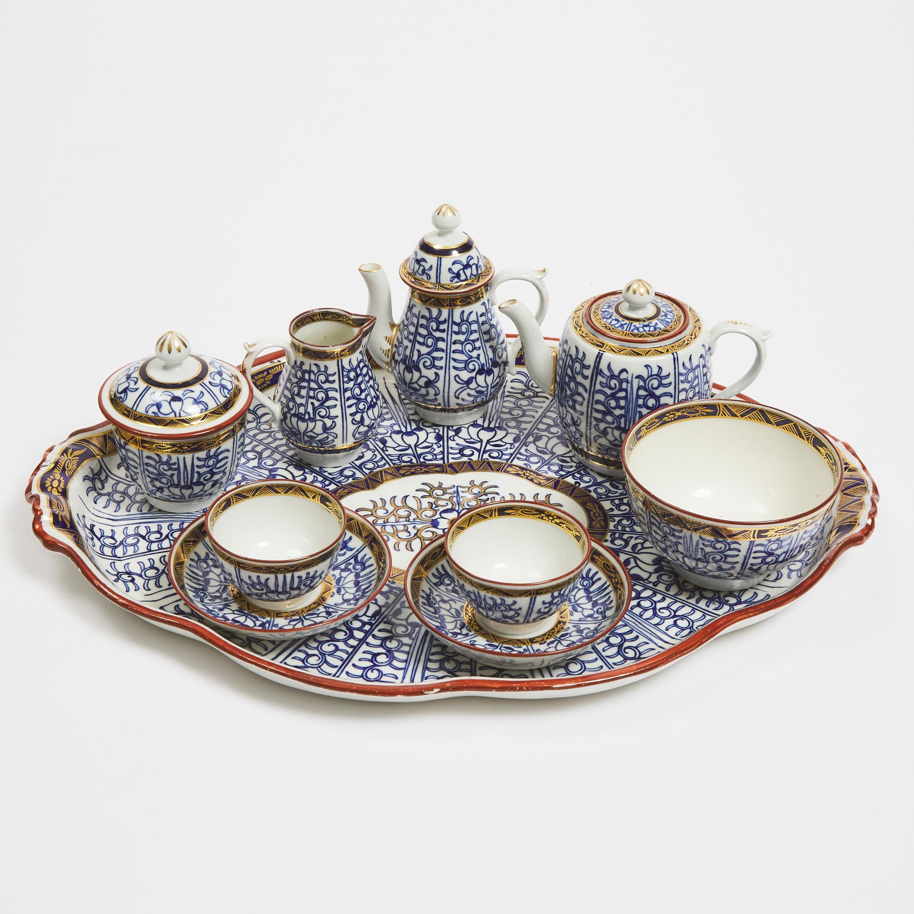 Worcester 'Royal Lily' Pattern Toy Tea and Coffee Service, c.1780-1800