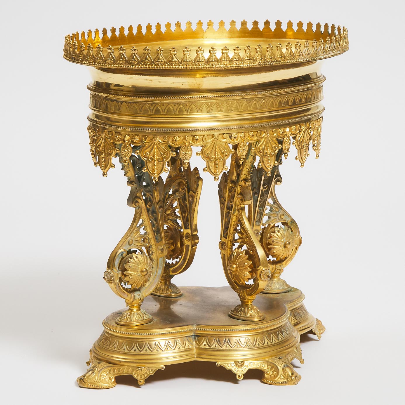 English Aesthetic Movement Gilt Bronze Oval Centrepiece Stand, c.1870