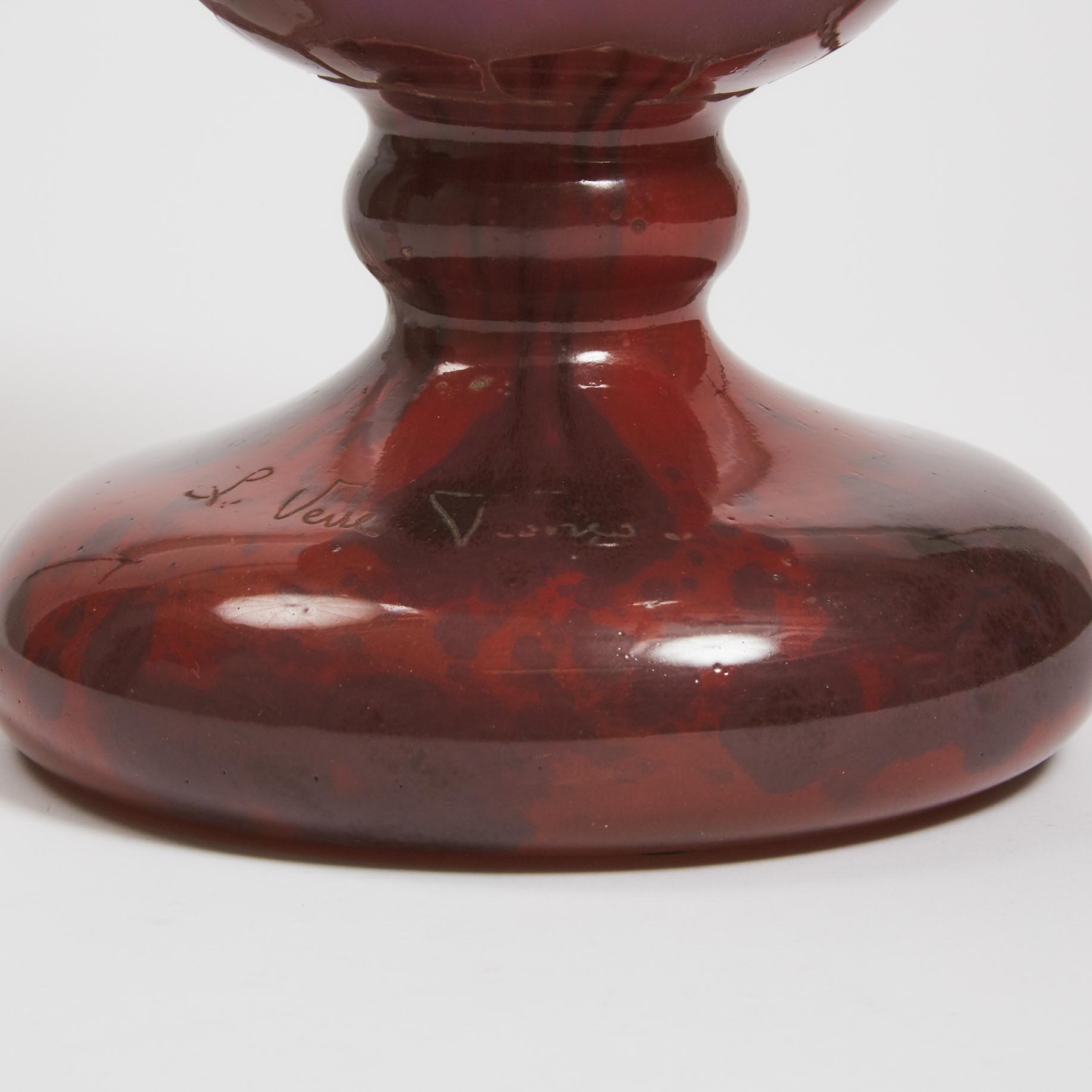 Le Verre Français Cameo Glass Large 'Cèdres' Vase, c.1925