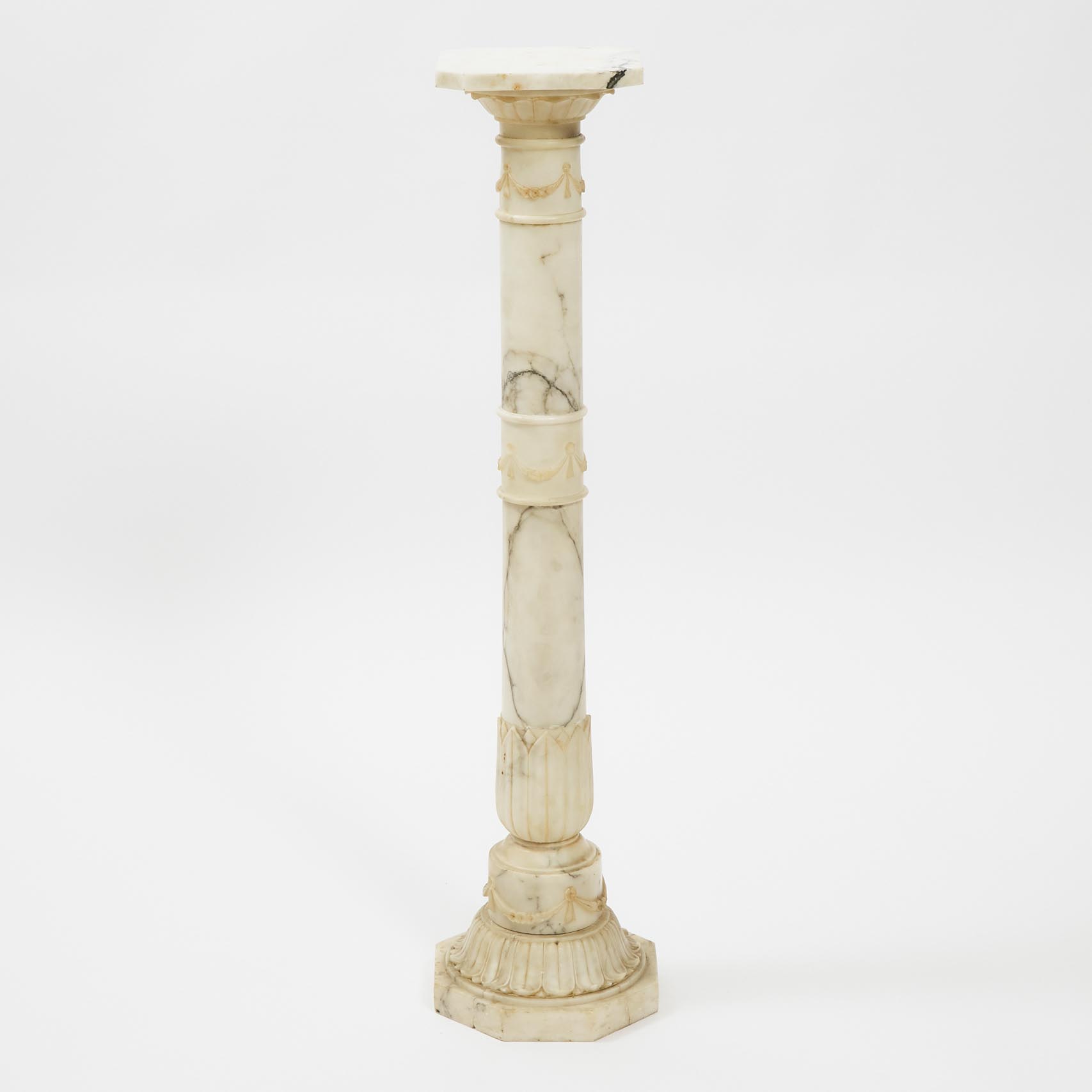 Italian Alabaster Column Form Pedestal, c.1900