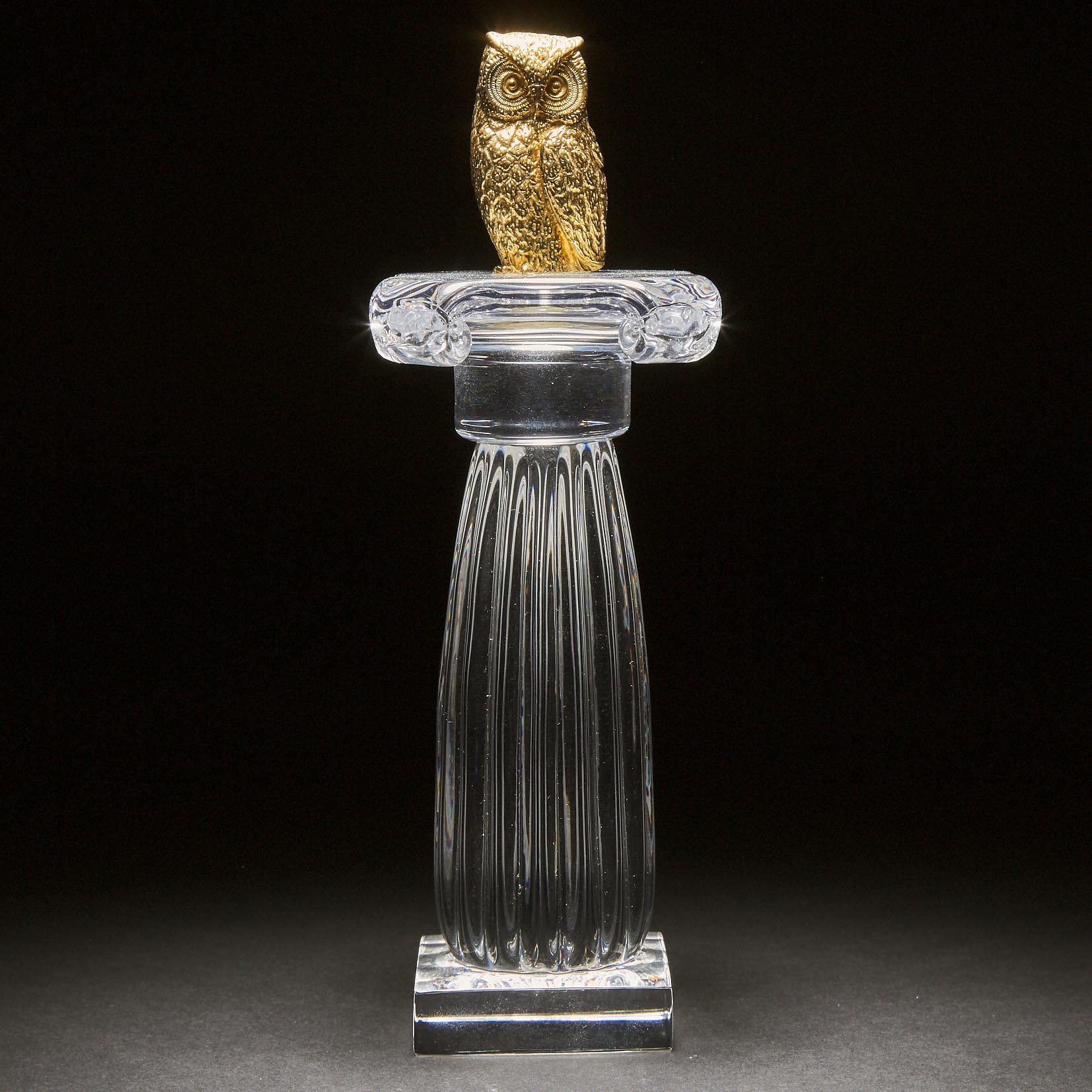 Steuben Glass and Yellow Gold 'Column of the Owl', James Houston, c.1974