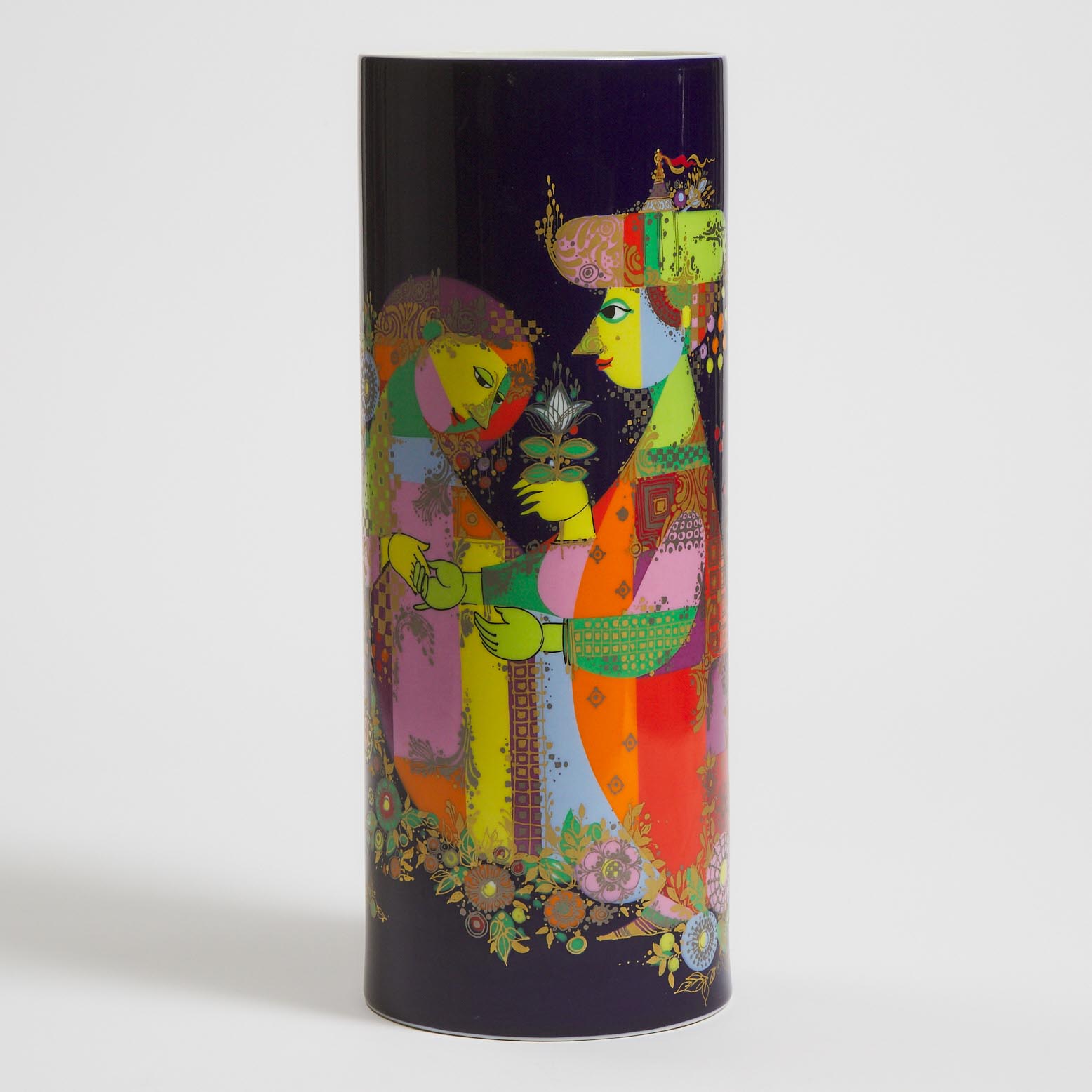 Rosenthal Large Cylinder Shaped Vase, Bjorn Wiinblad, late 20th century