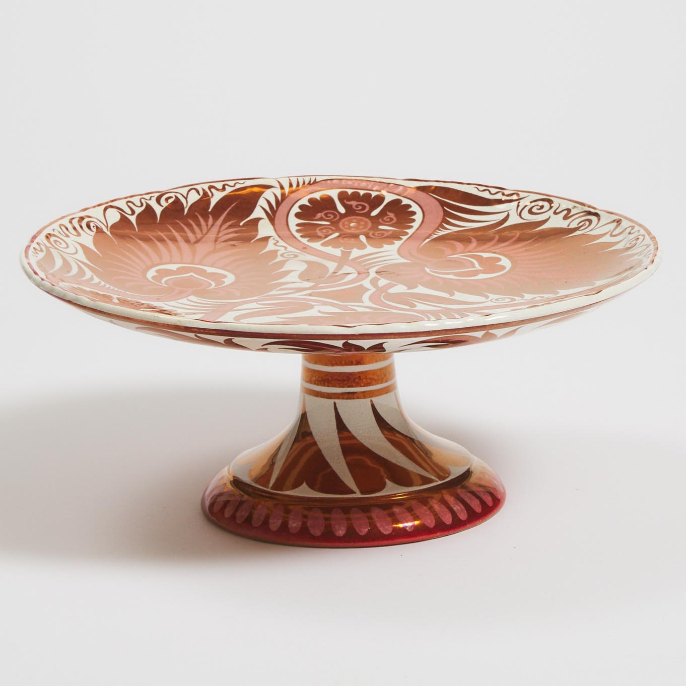 William De Morgan Ruby Lustre Footed Comport, Charles Passenger, c.1900