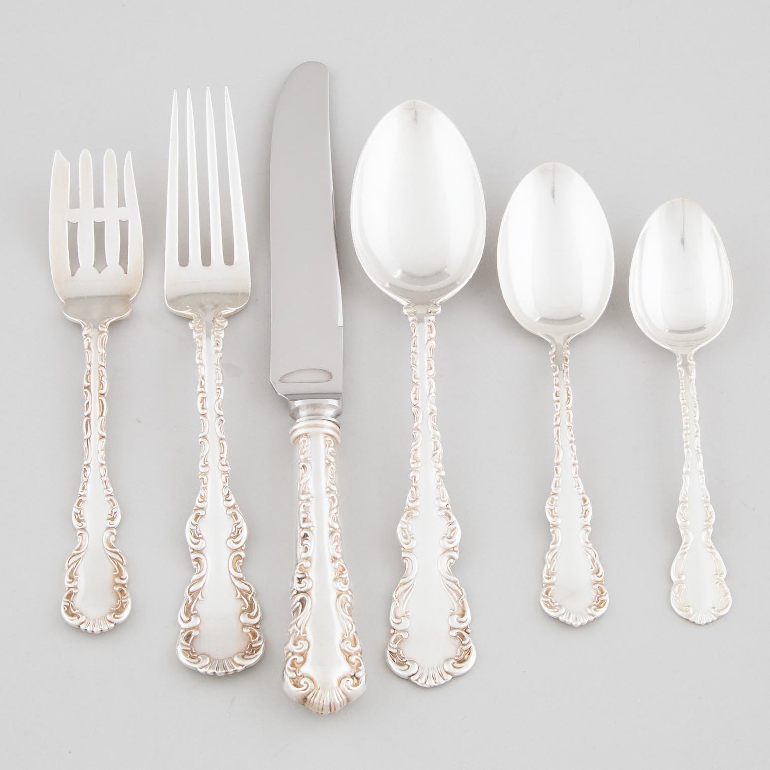 Canadian Silver 'Louis XV' Pattern Flatware, Roden Bros., Toronto, Ont., 20th century