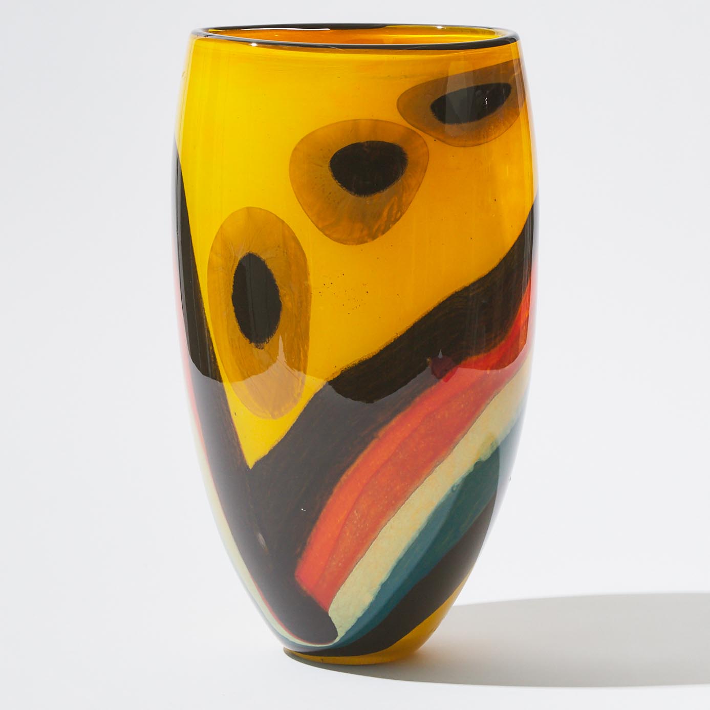 Large Internally Decorated Glass Vase, probably North American, late 20th century