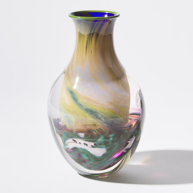 Toan Klein (American/Canadian, b.1949), Internally Decorated Gatographic Paperweight Glass Vase, 2001