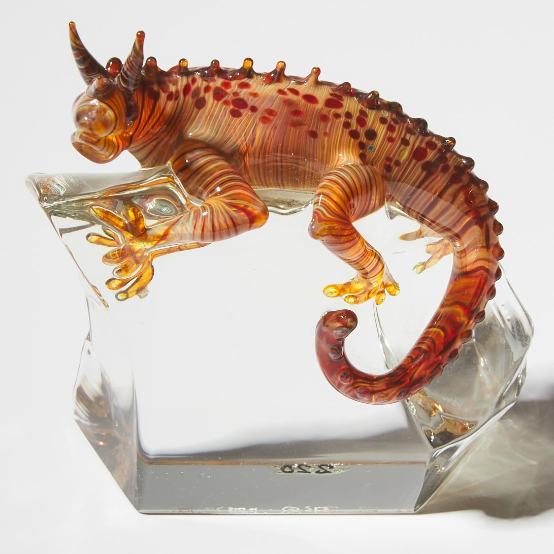 Milon Townsend (American), 'Chameleon' Glass Paperweight, 1999