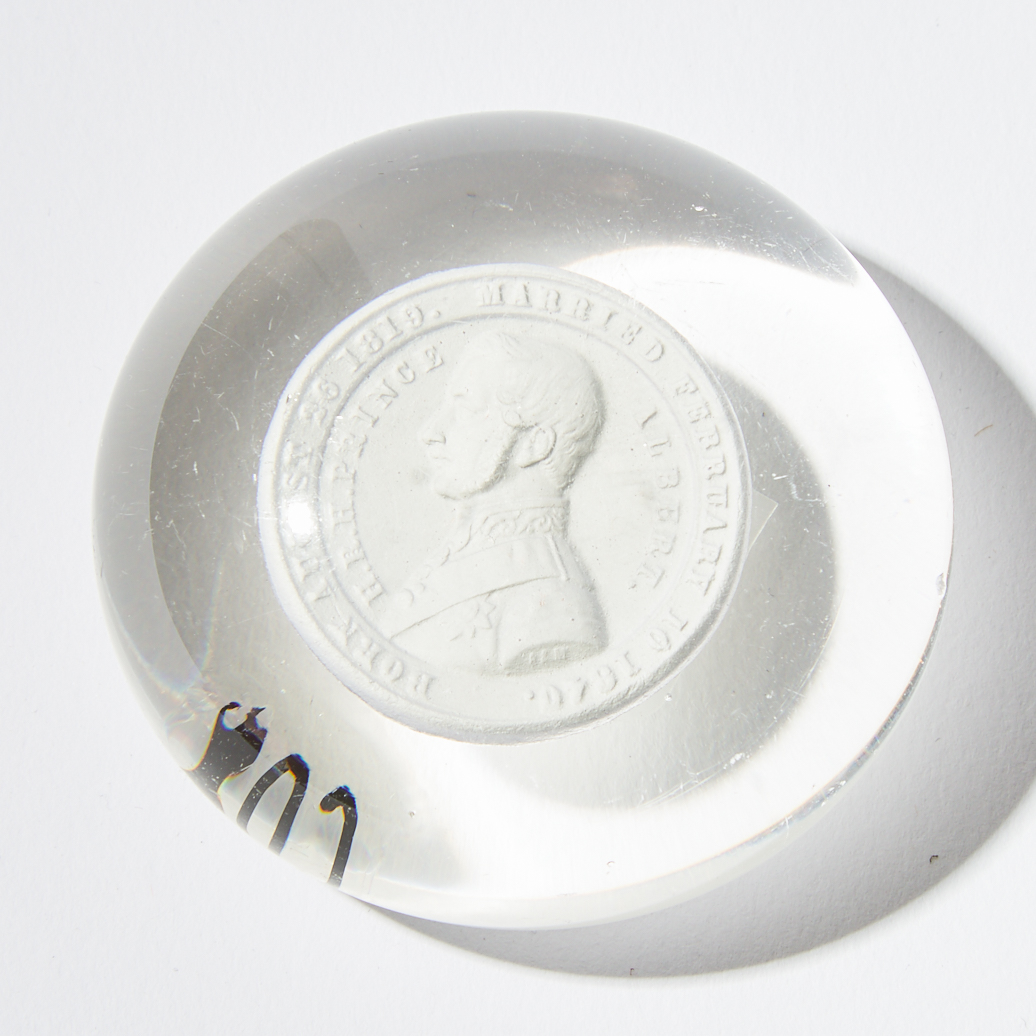 Apsley Pellatt (English, 1791-1863), Miniature Prince Albert Sulphide Medallion Paperweight, 19th century 
