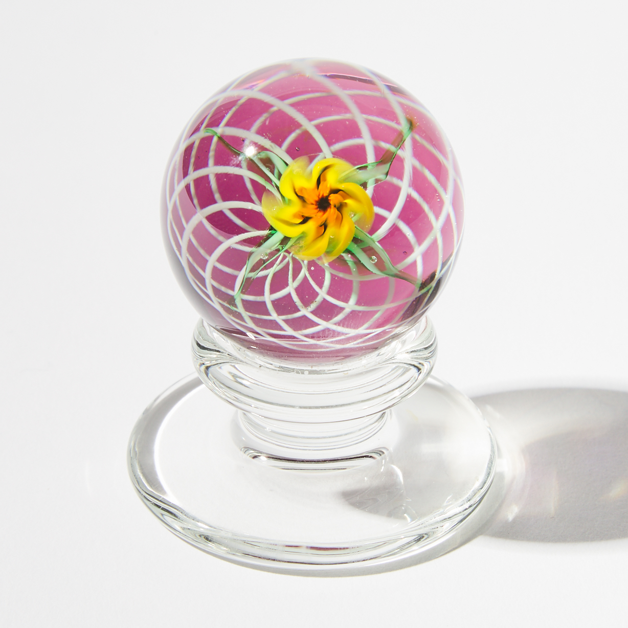 Charles Kaziun Jr. (American, 1919-1992), Small Spider Lily Glass Pedestal Paperweight, 20th century