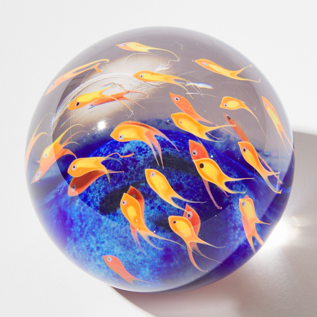 Cathy Richardson (American, b.1949), 'Schooling Fish' Glass Paperweight, Touchstone Glass, 2006