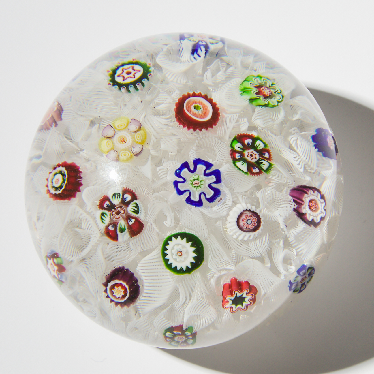 Spaced Millefiori Glass Paperweight, Probably Baccarat, mid-19th century